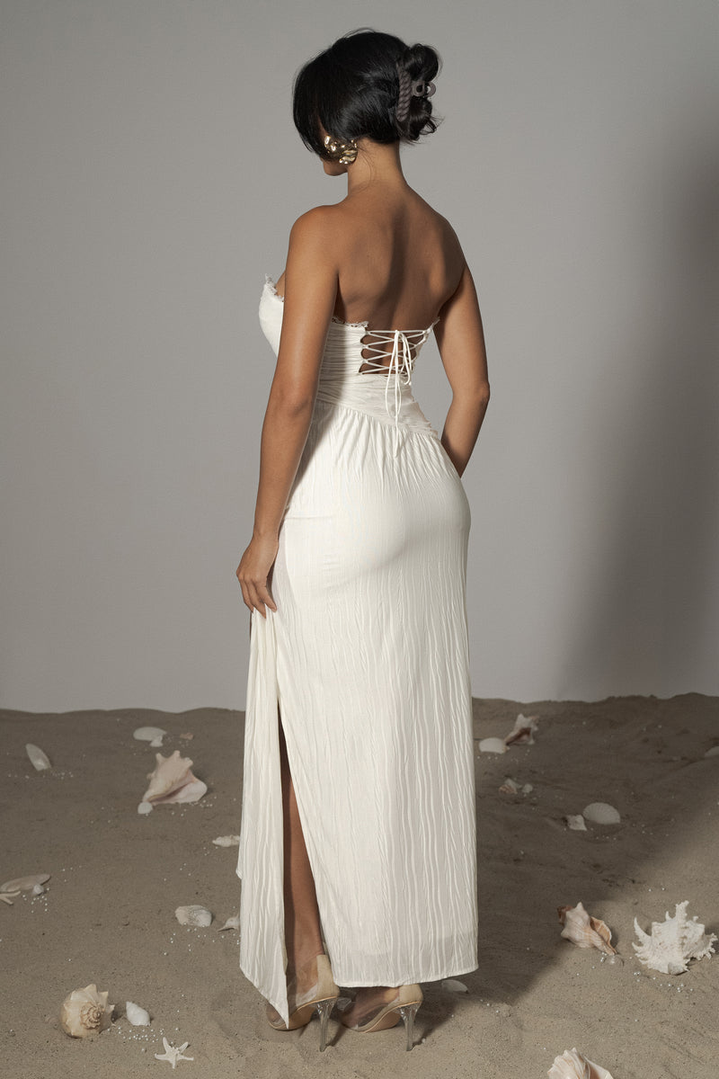 Ivory Celestial Drape Maxi Dress - JLUXLABEL