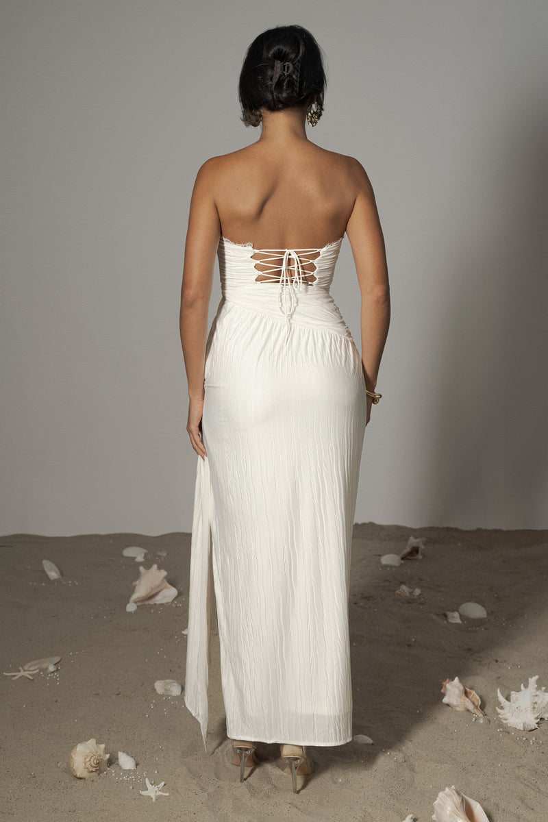 Ivory Celestial Drape Maxi Dress - JLUXLABEL