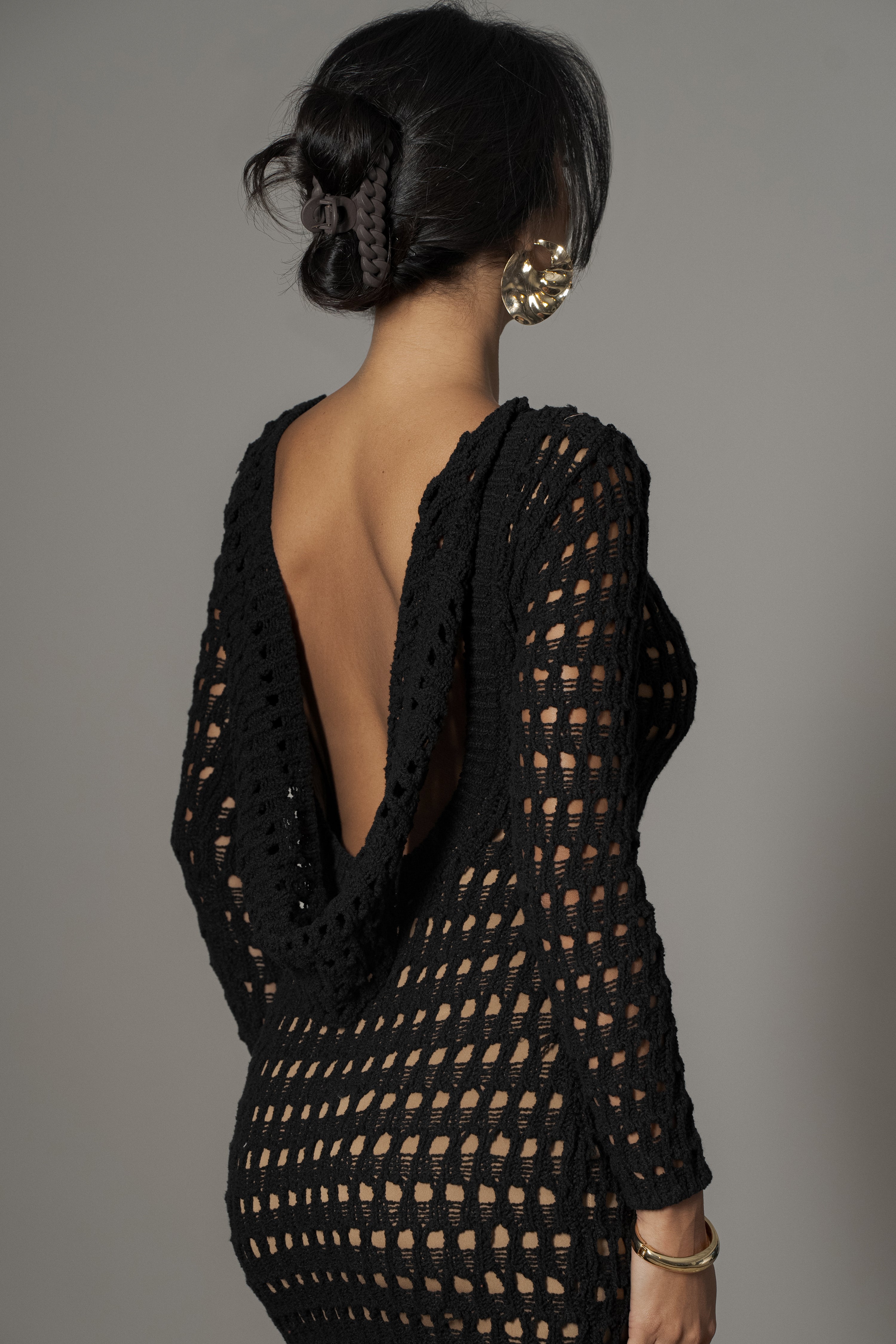 Black Serene Wonders Crochet Dress - JLUXLABEL