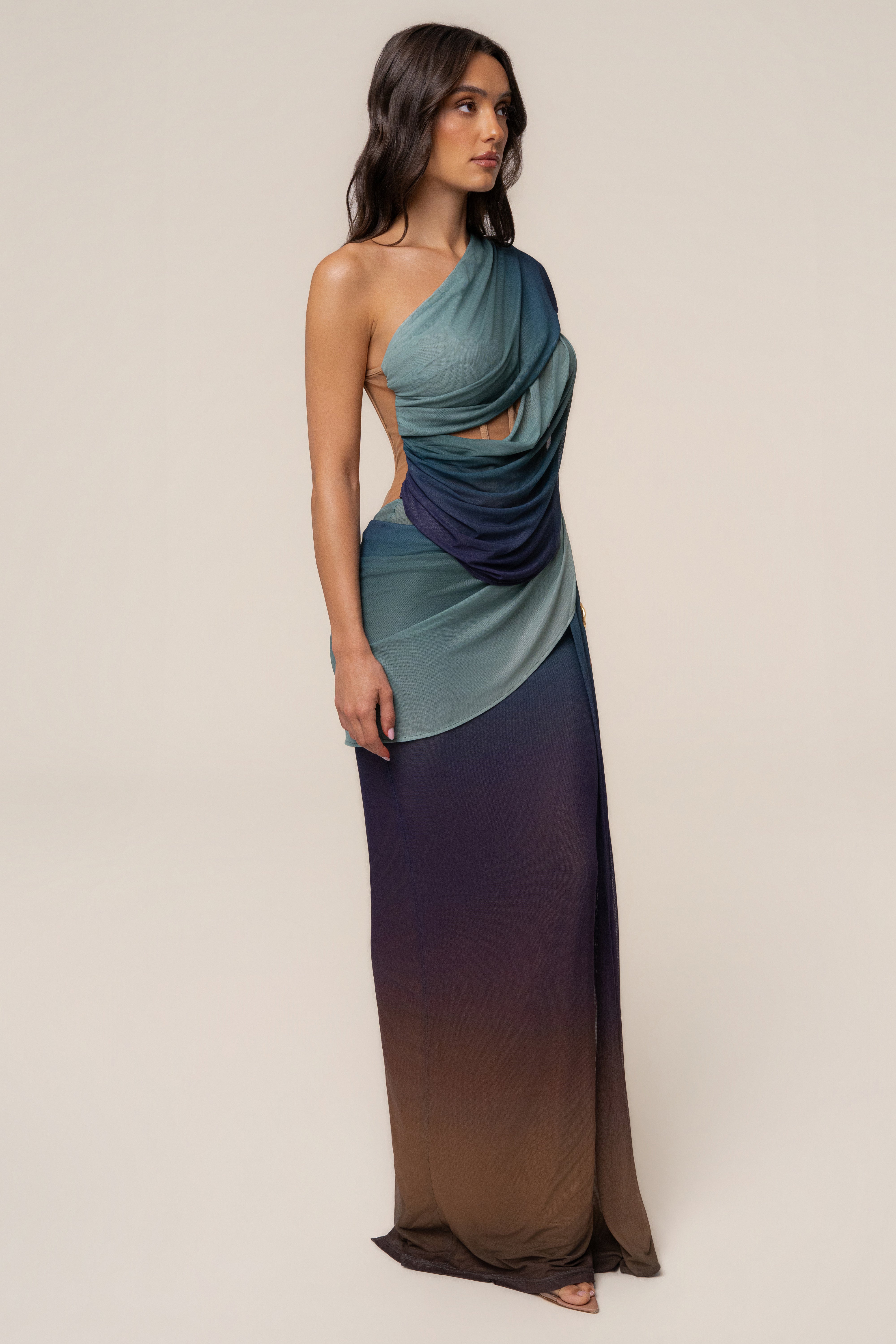 Lunar Shadow Empress of Hearts mesh gown by JLUXLABEL, featuring intricate lace details and a flowing silhouette.