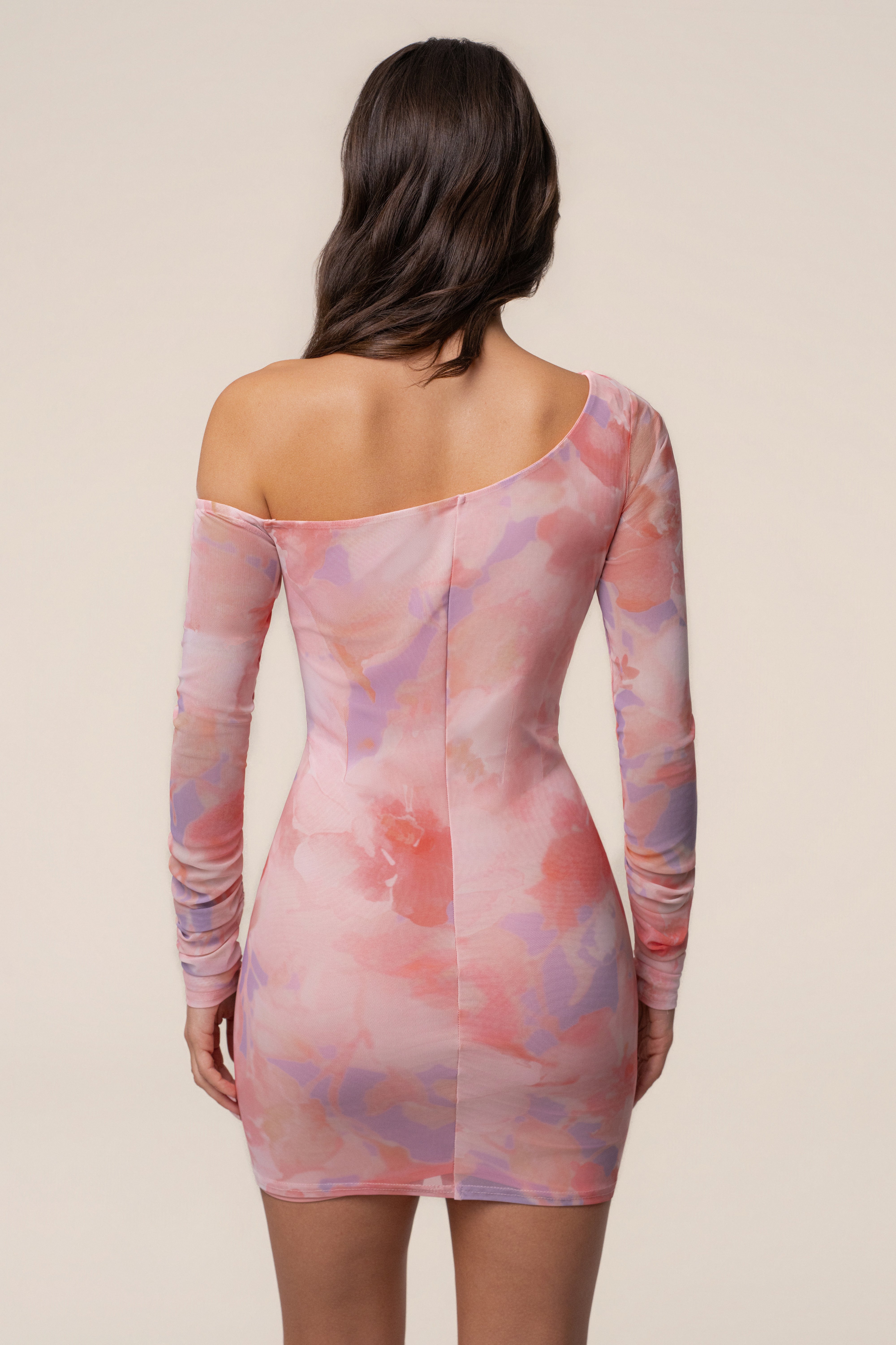 Pink Bloom Monika Mini Dress by JLUXLABEL featuring a floral design, short sleeves, and a fitted silhouette.