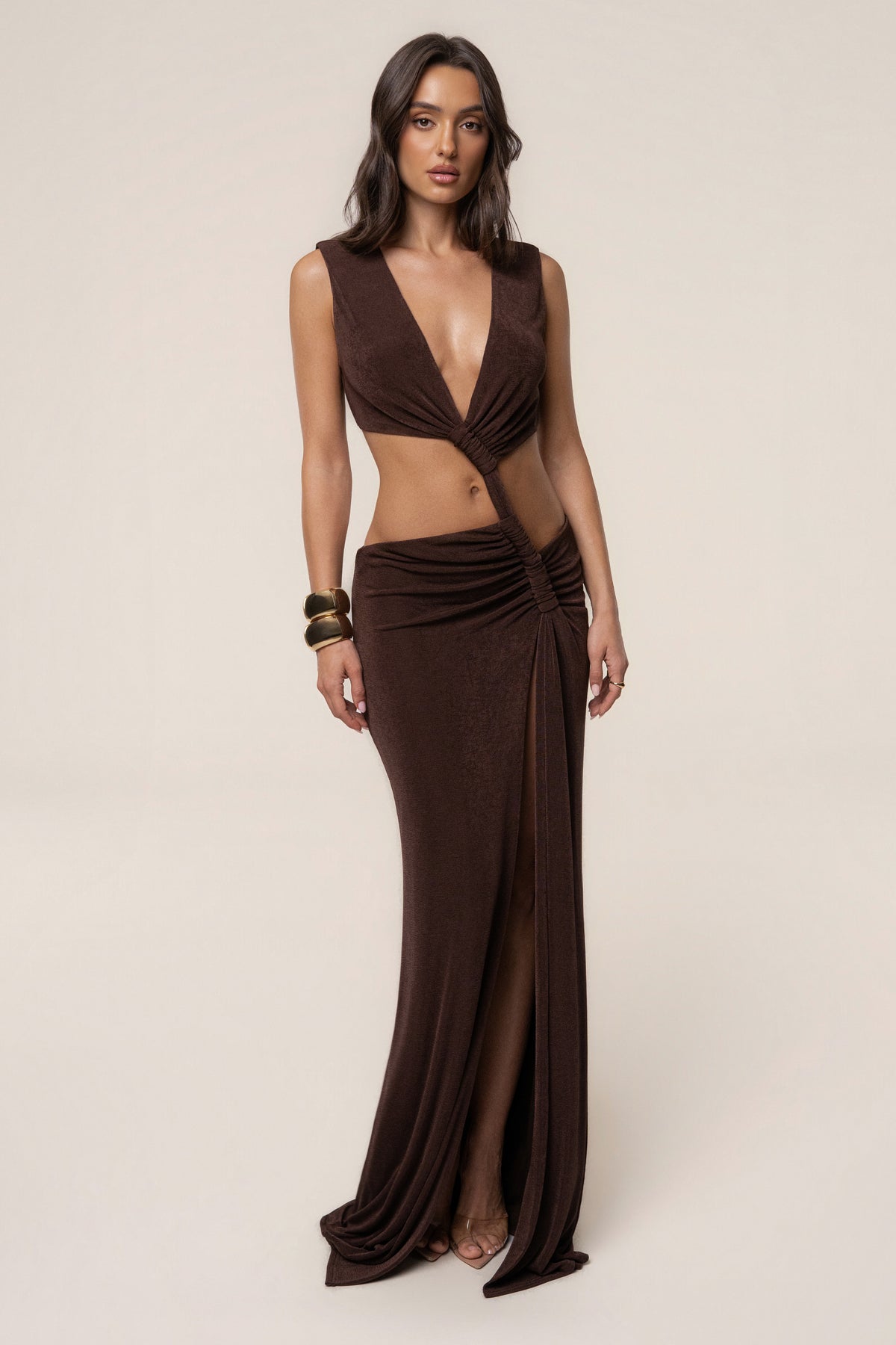 Chocolate Riviera Nights Cutout Maxi Dress - JLUXLABEL