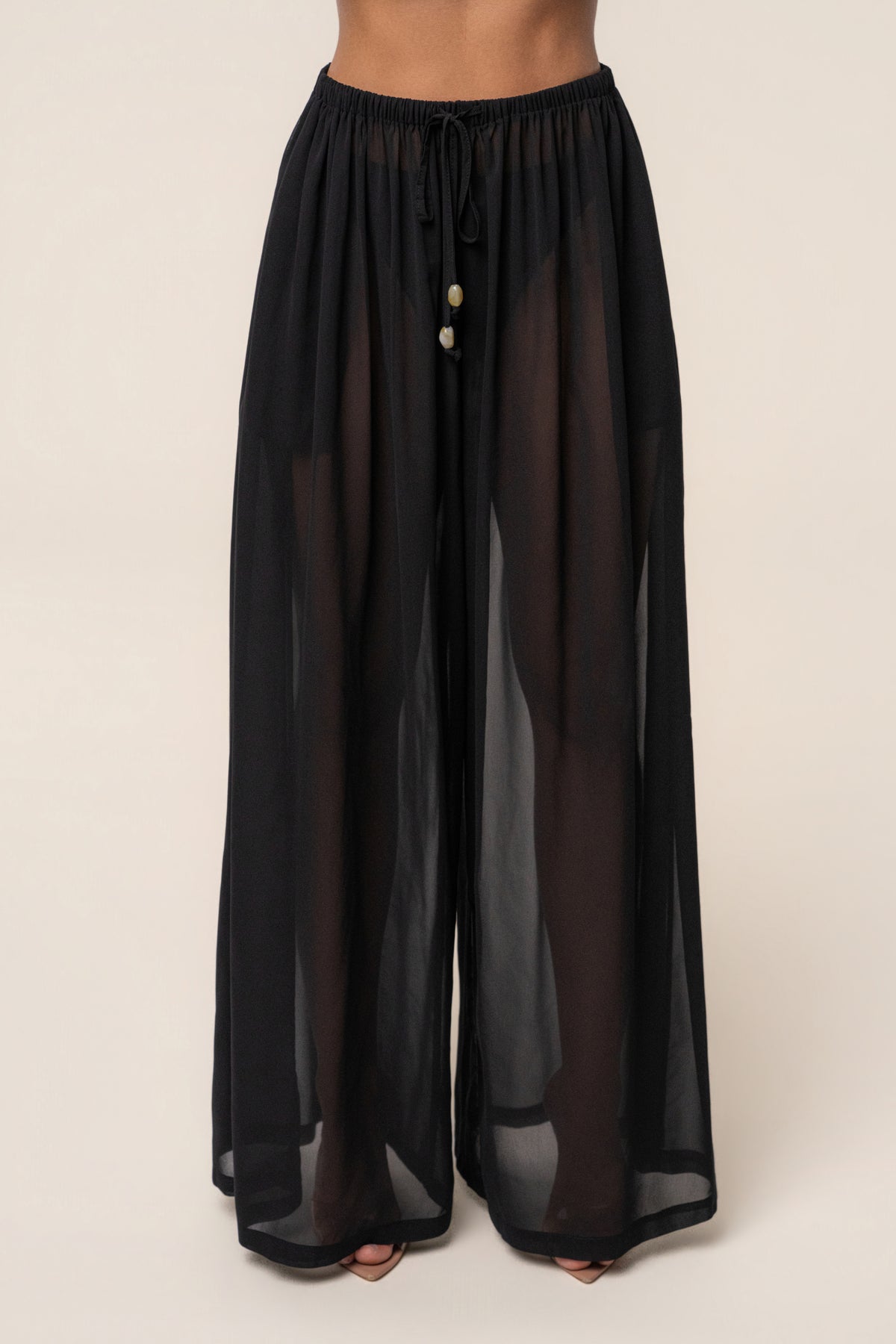 Black Resort Glow Chiffon Pant - JLUXLABEL