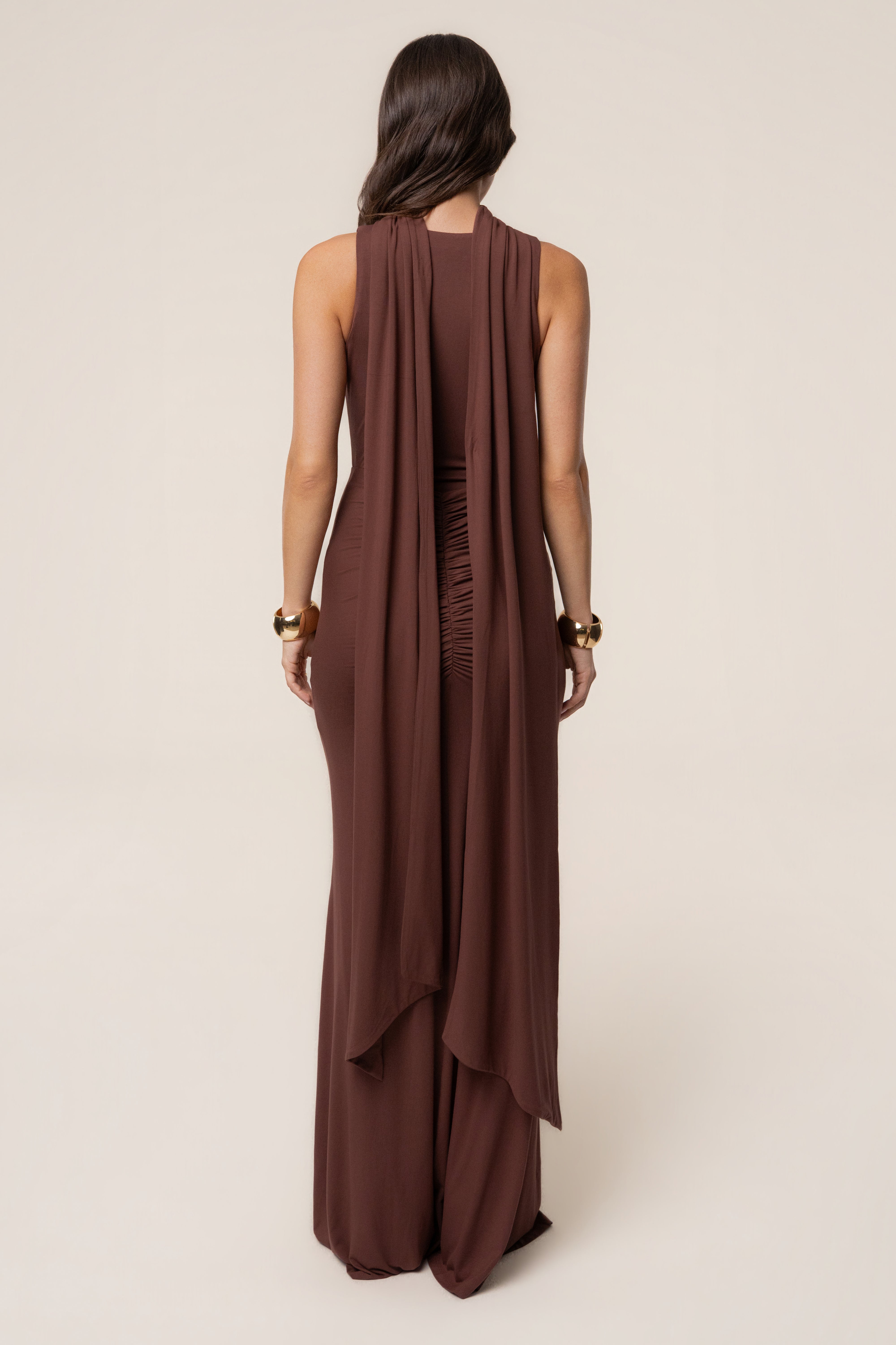 Brown Coastal multi skirt set by JLUXLABEL, featuring a flowing skirt and matching top with coastal-inspired design.