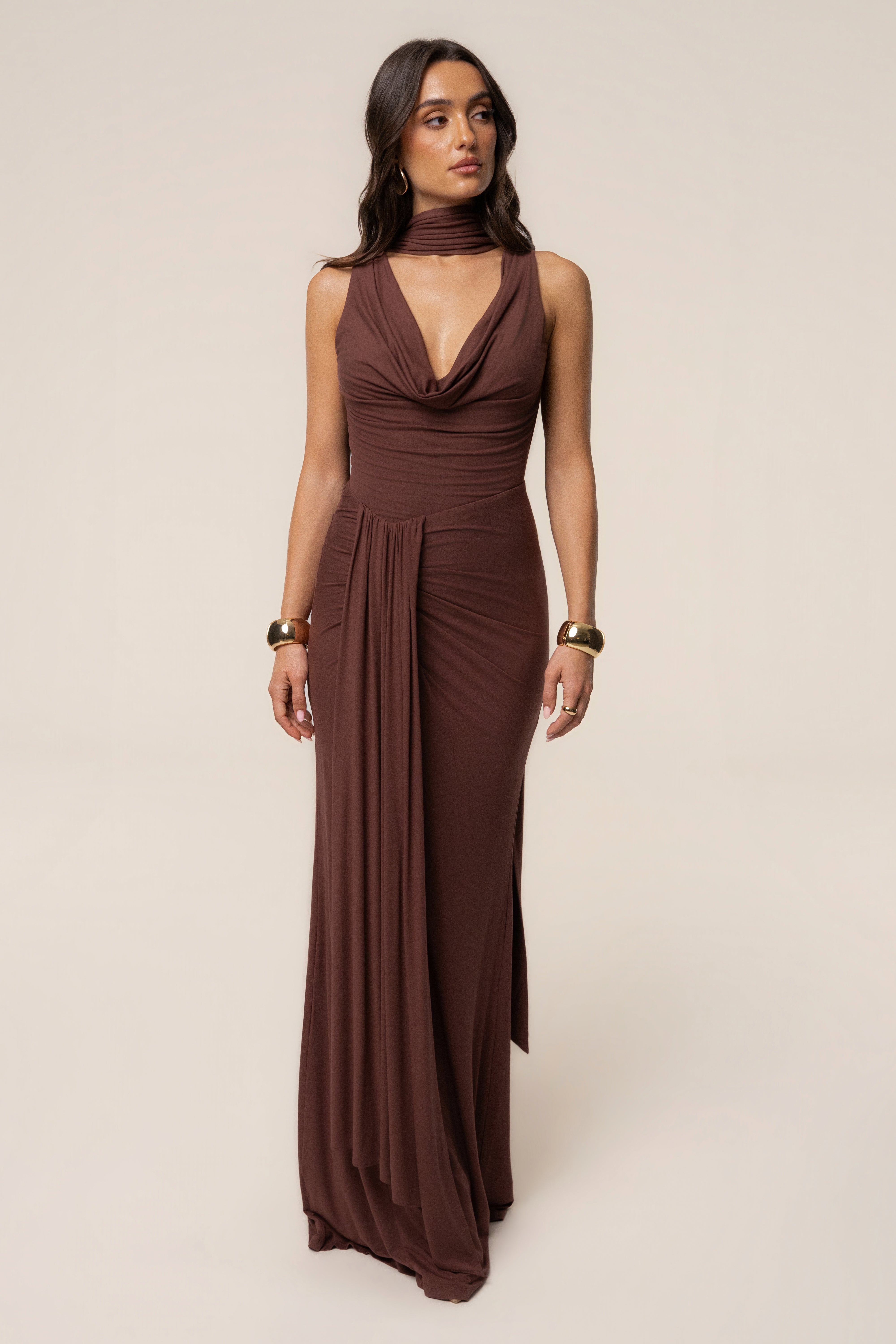 Brown Coastal multi skirt set by JLUXLABEL with flowing skirts and matching tops, perfect for casual or beachwear.