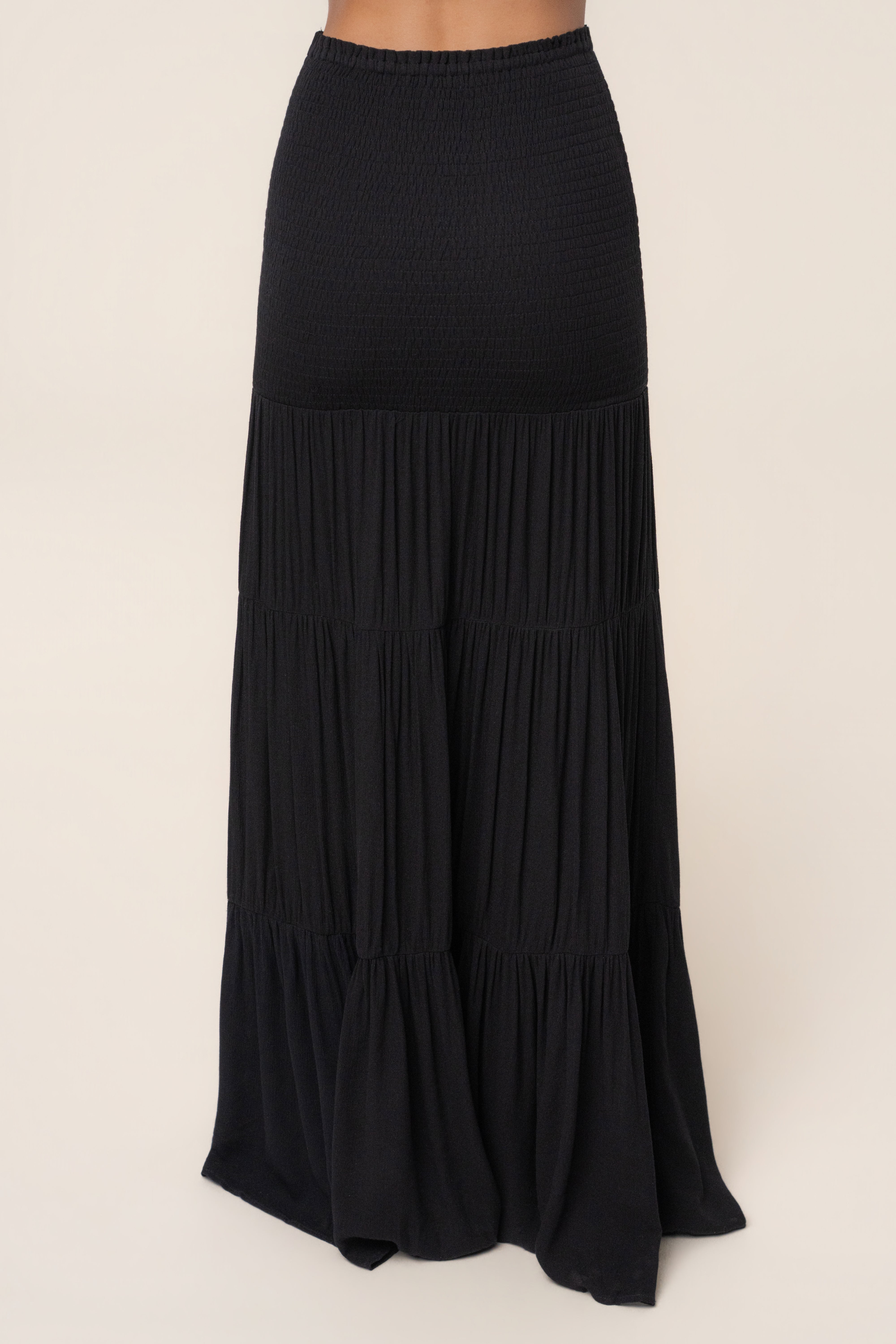 Black Solana skirt set by JLUXLABEL featuring a stylish matching top and skirt, perfect for casual or dressy occasions.