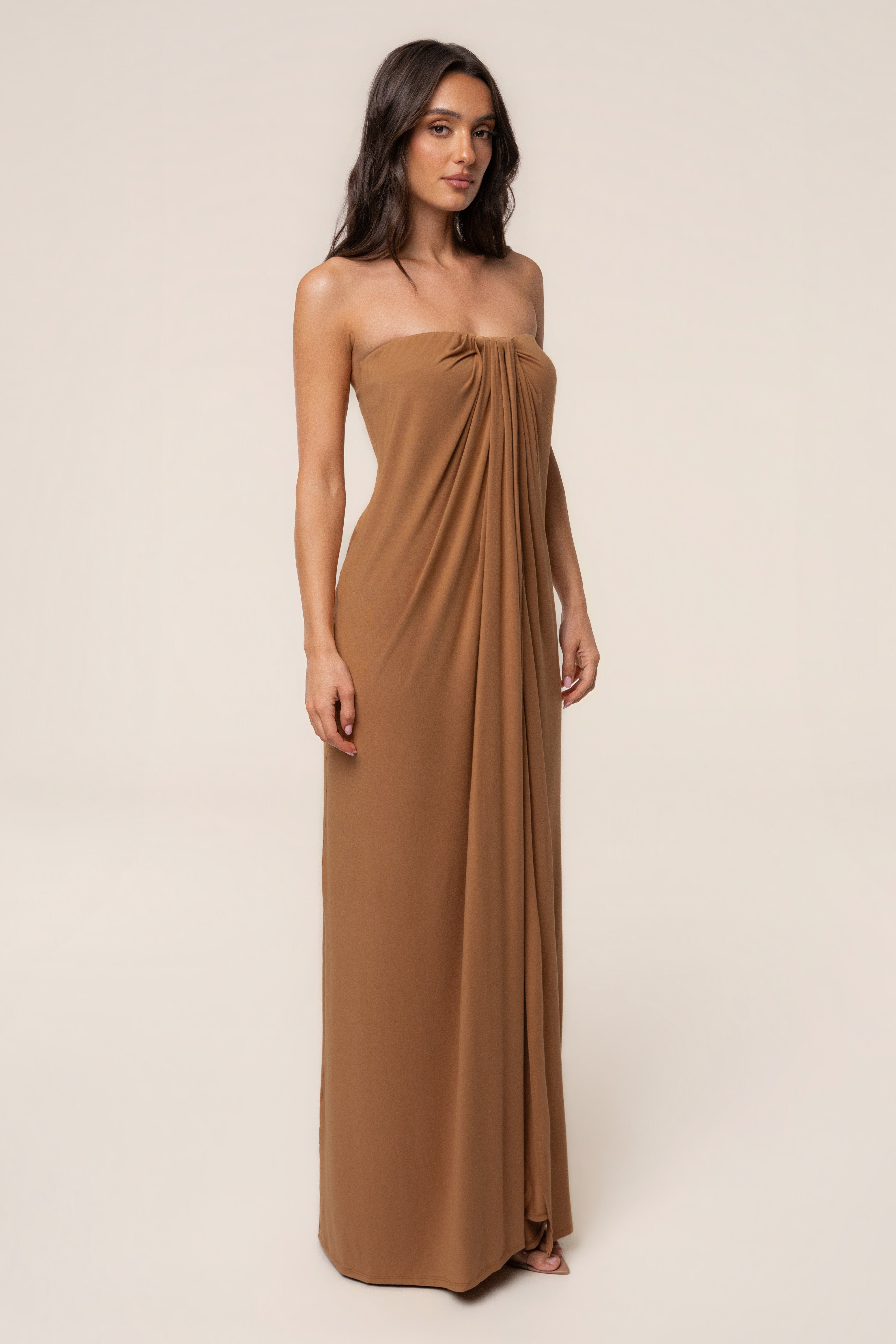 Tan Heatwave Strapless Maxi Dress