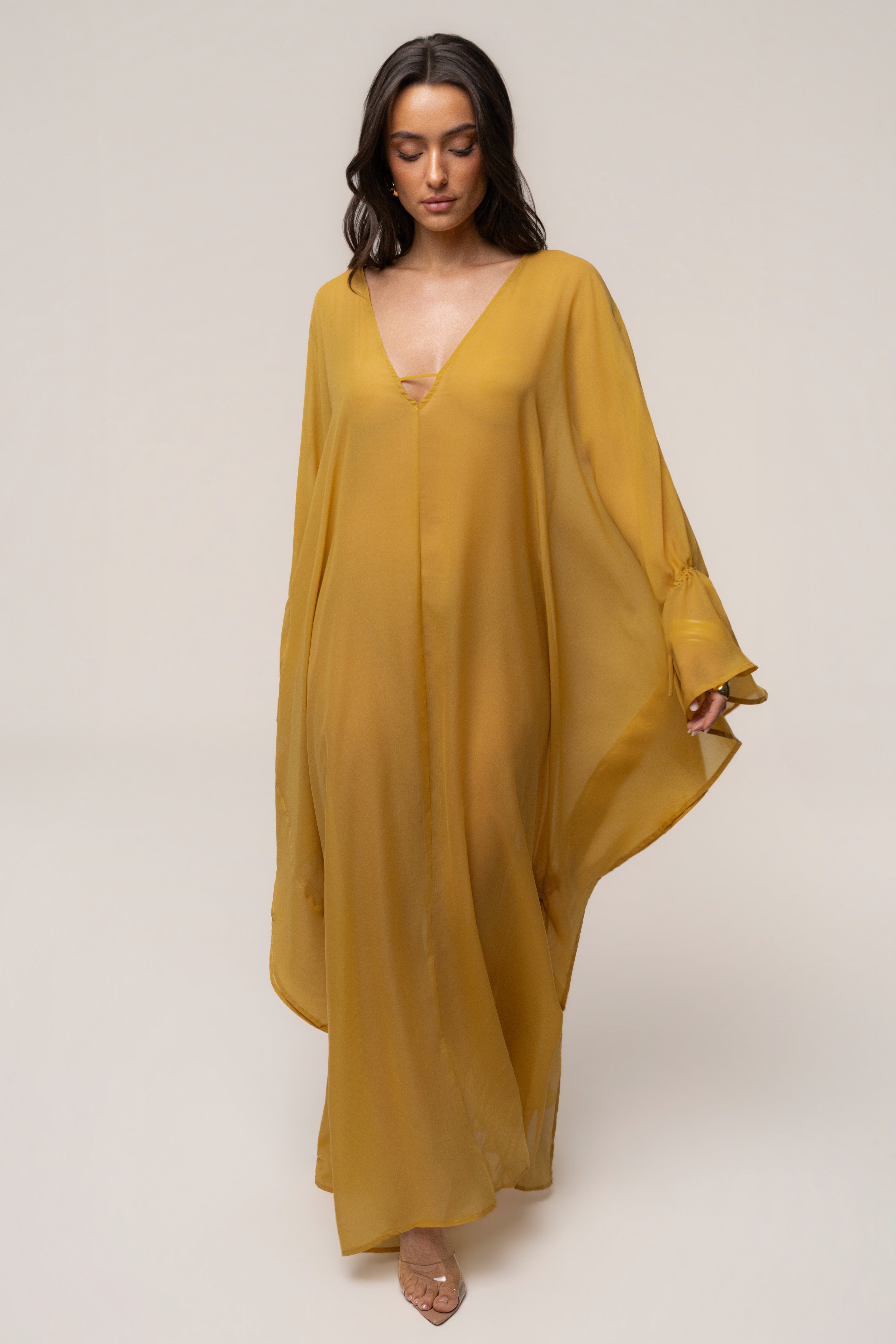 Cache-maillot transparent moutarde sienne