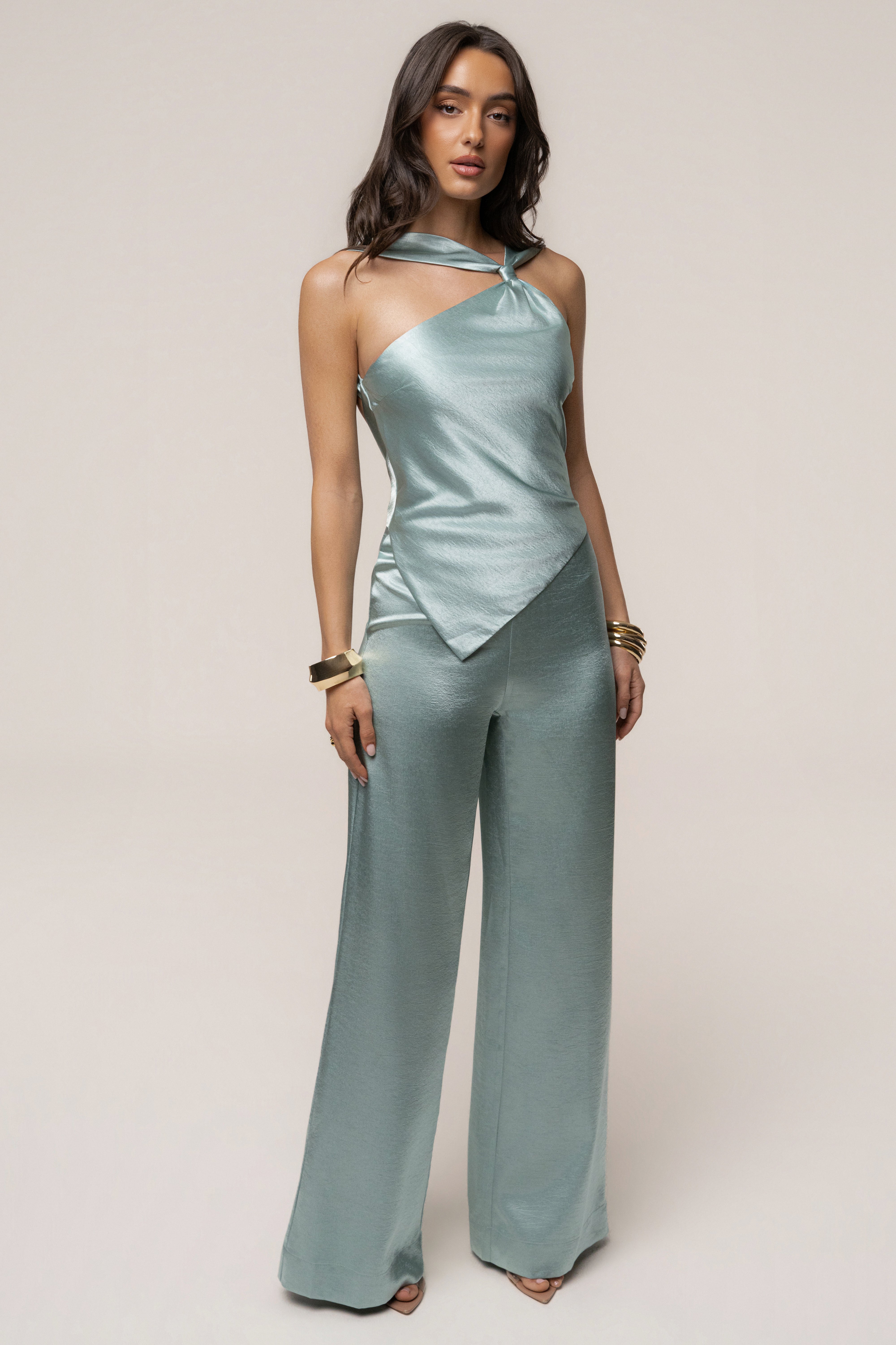 Teal Premiere One Shoulder Jumpsuit | JLUXLABEL