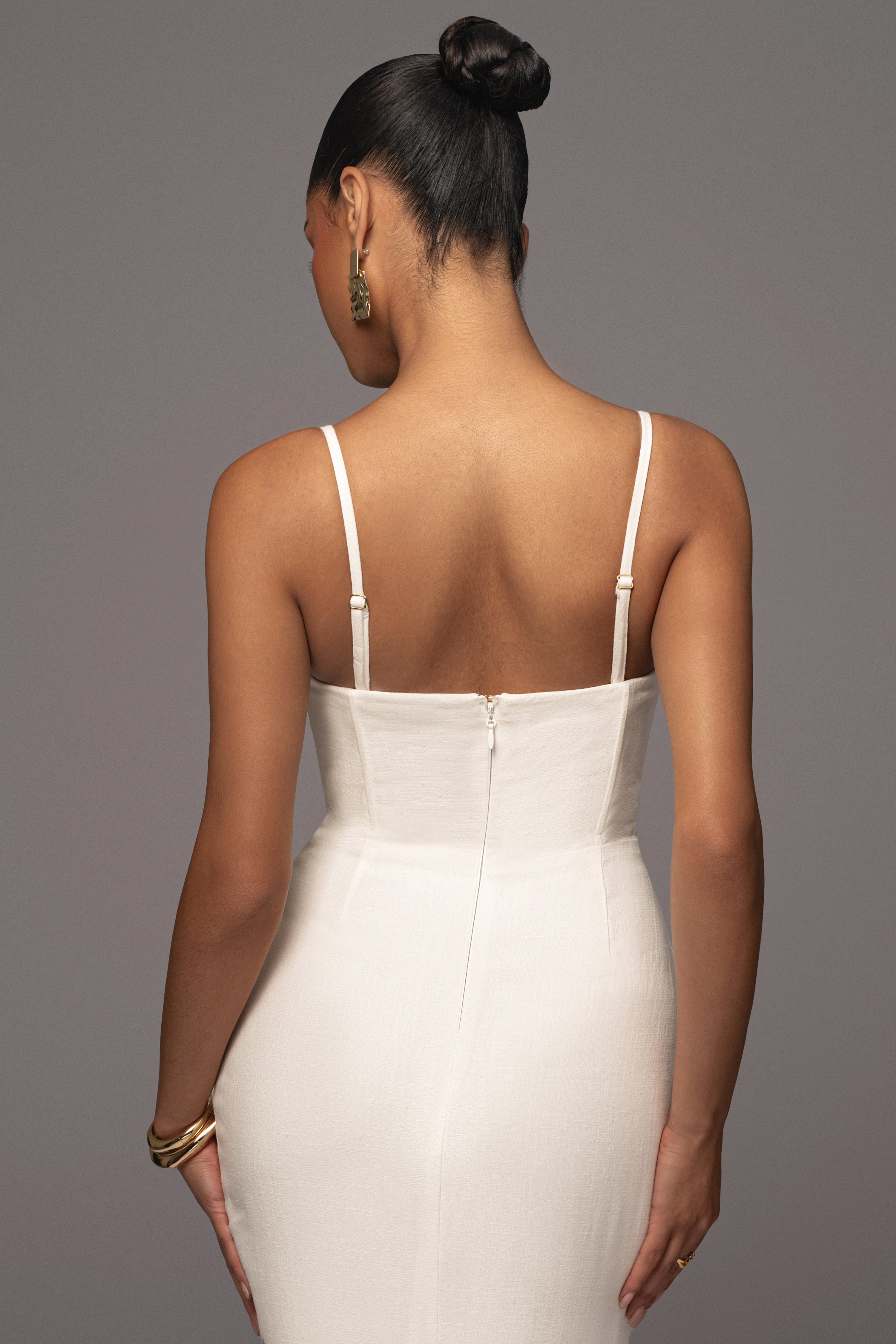 Ivory Private Retreat Linen Dress - JLUXLABEL