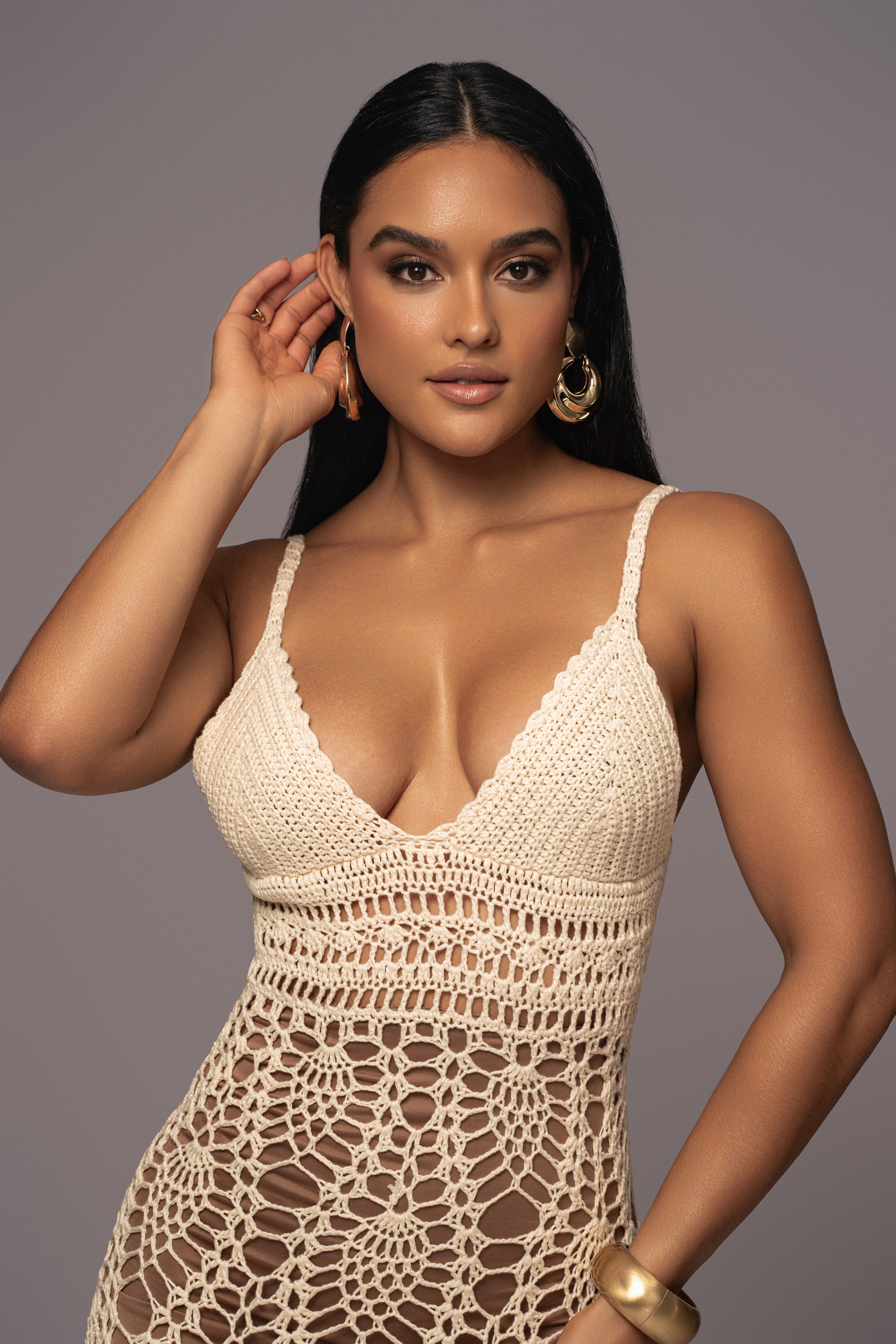 Ivory Great Escape Crochet Maxi Dress - JLUXLABEL