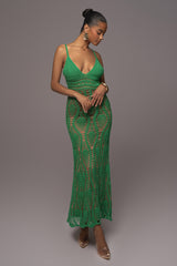 Green Great Escape Crochet Maxi Dress