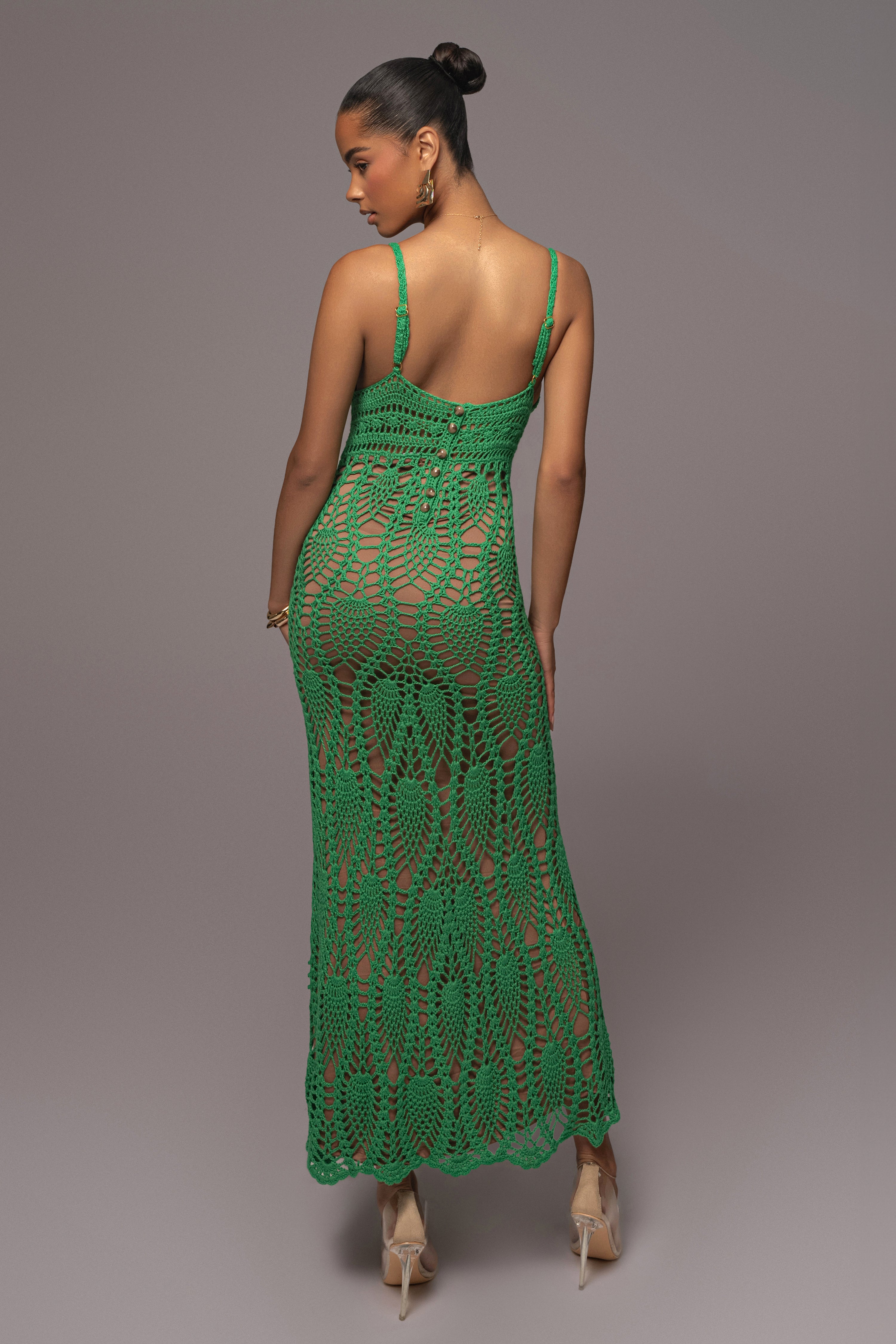 Green Great Escape Crochet Maxi Dress - JLUXLABEL