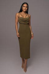 Olive Linen Visions Of You Dress
