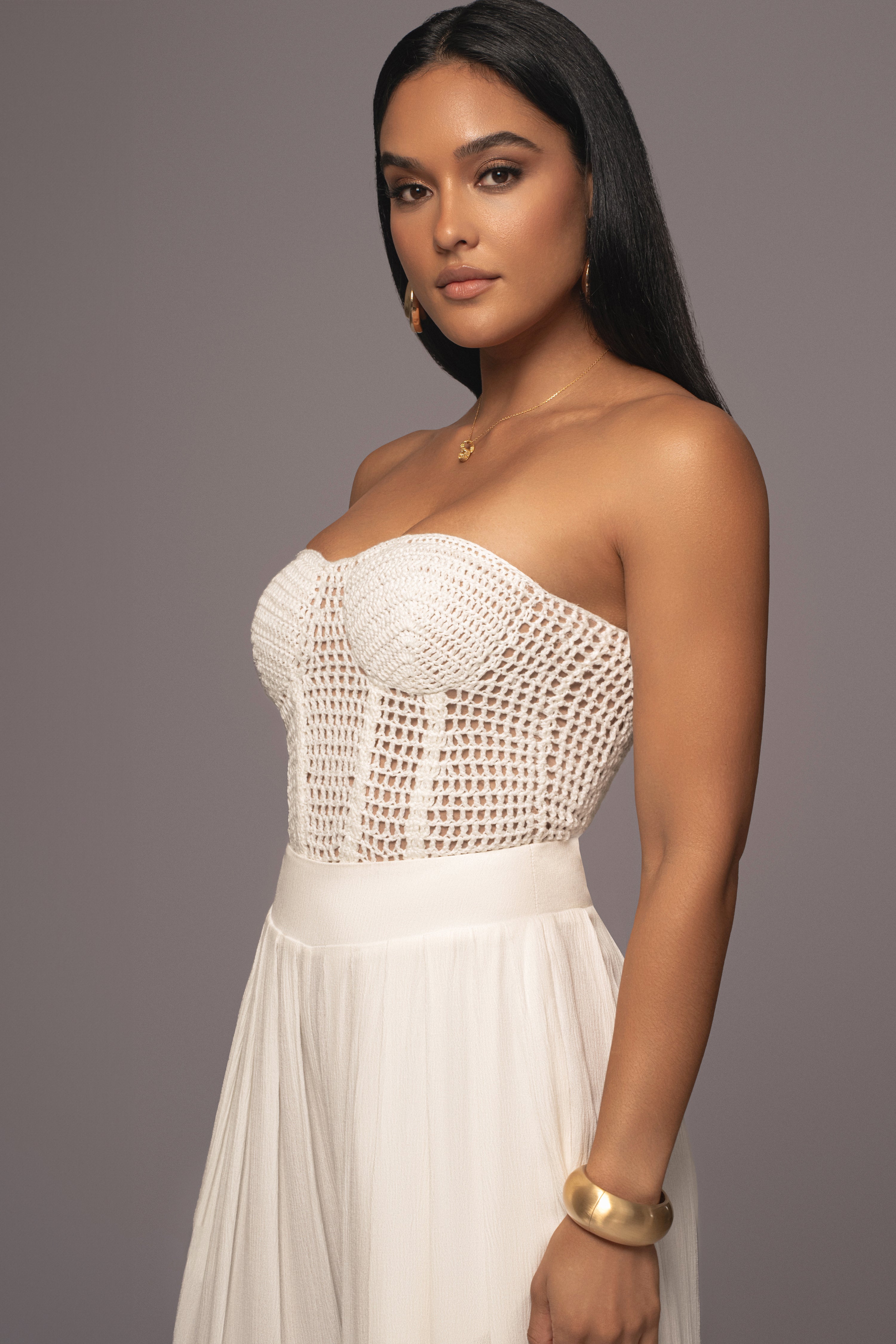 White Want It All Crochet Bustier