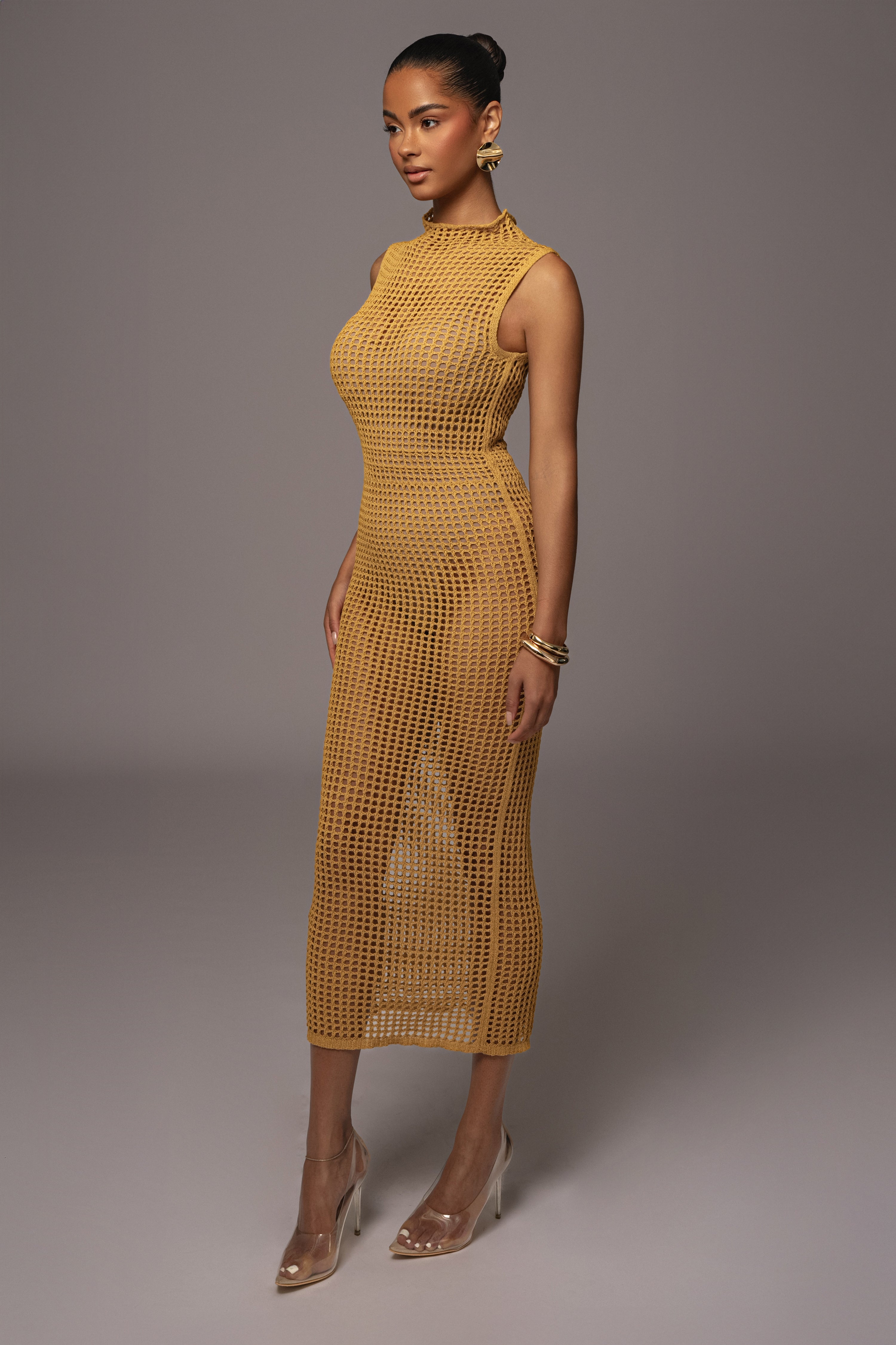 Yellow Pacific Tides Crochet Maxi Dress - JLUXLABEL