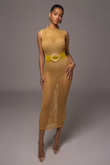 Yellow Pacific Tides Crochet Maxi Dress