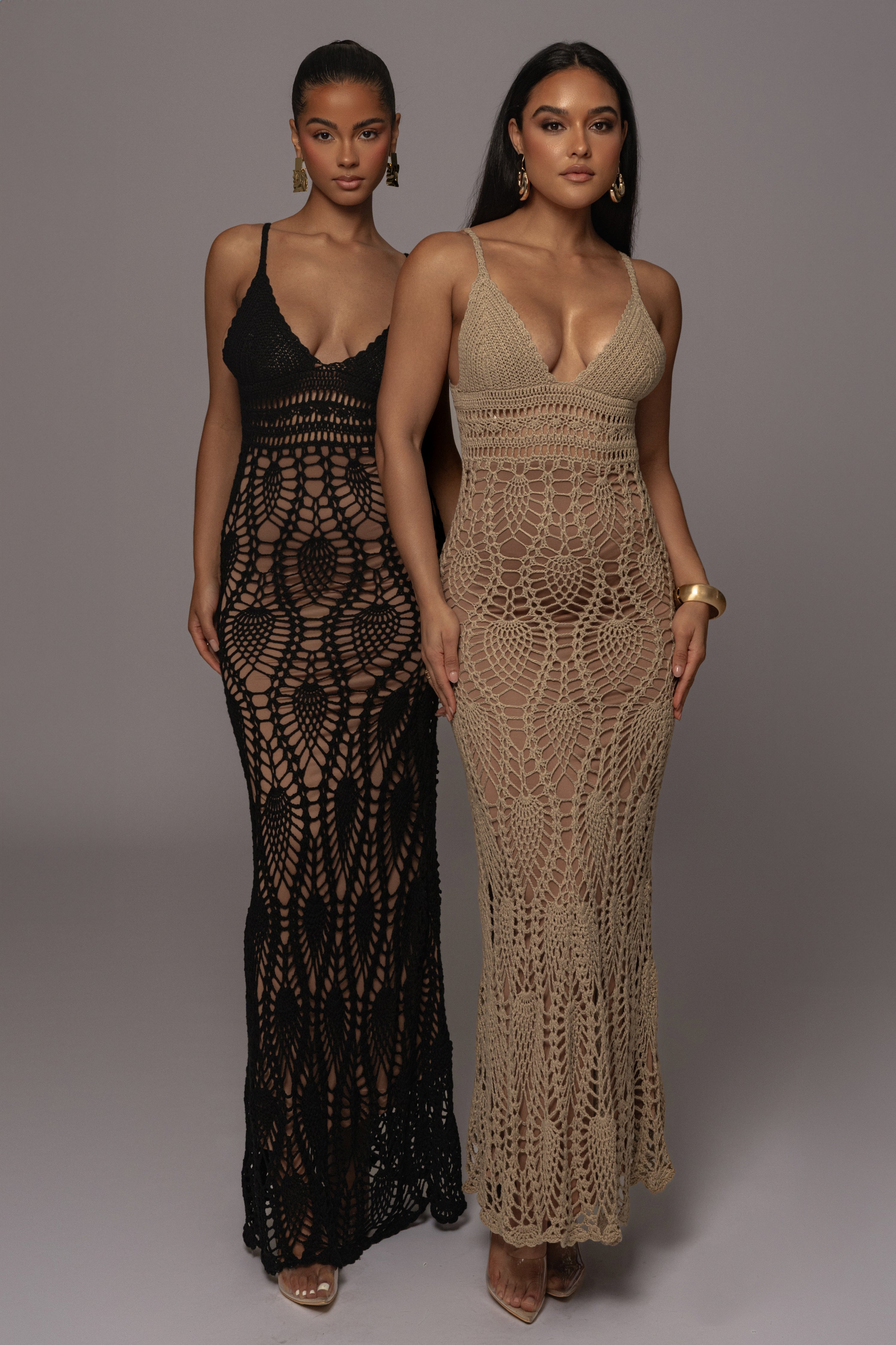 Mocha Great Escape Crochet Maxi Dress - JLUXLABEL