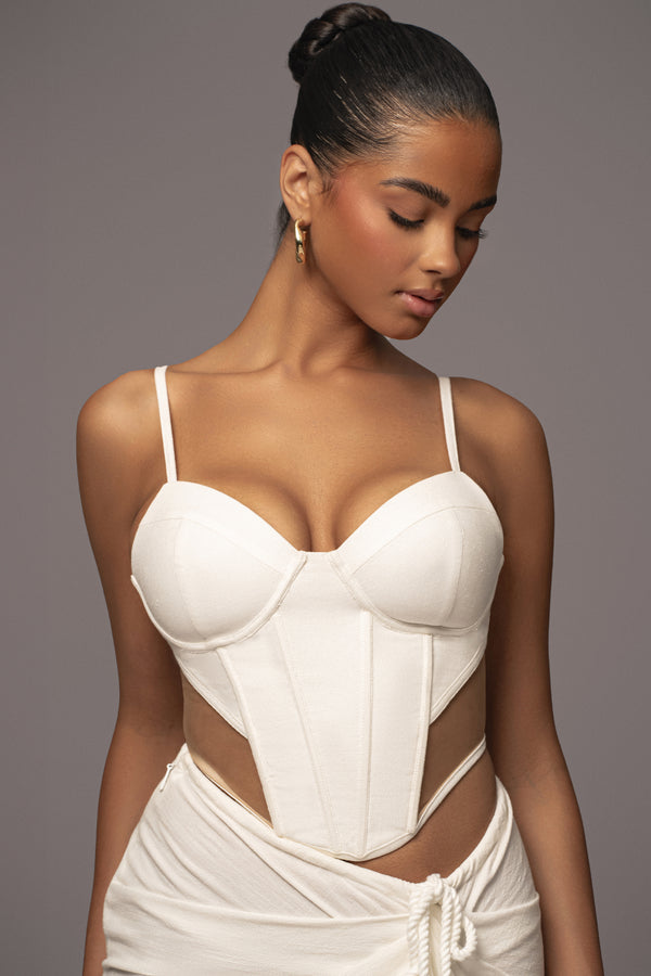 Ivory Horizon Linen Corset - JLUXLABEL