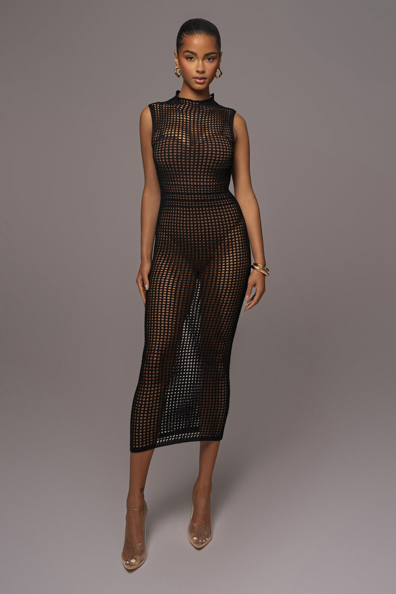 Black Pacific Tides Crochet Maxi Dress – JLUXLABEL