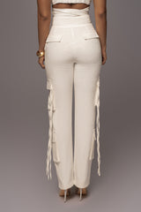 White Better Half Linen Utility Pants