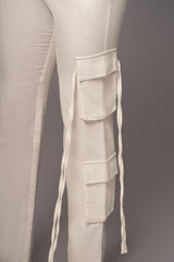White Better Half Linen Utility Pants