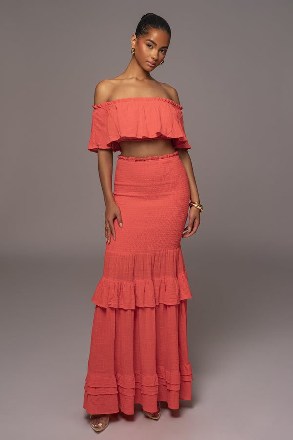 Coral Sienna Ruffled Skirt Set