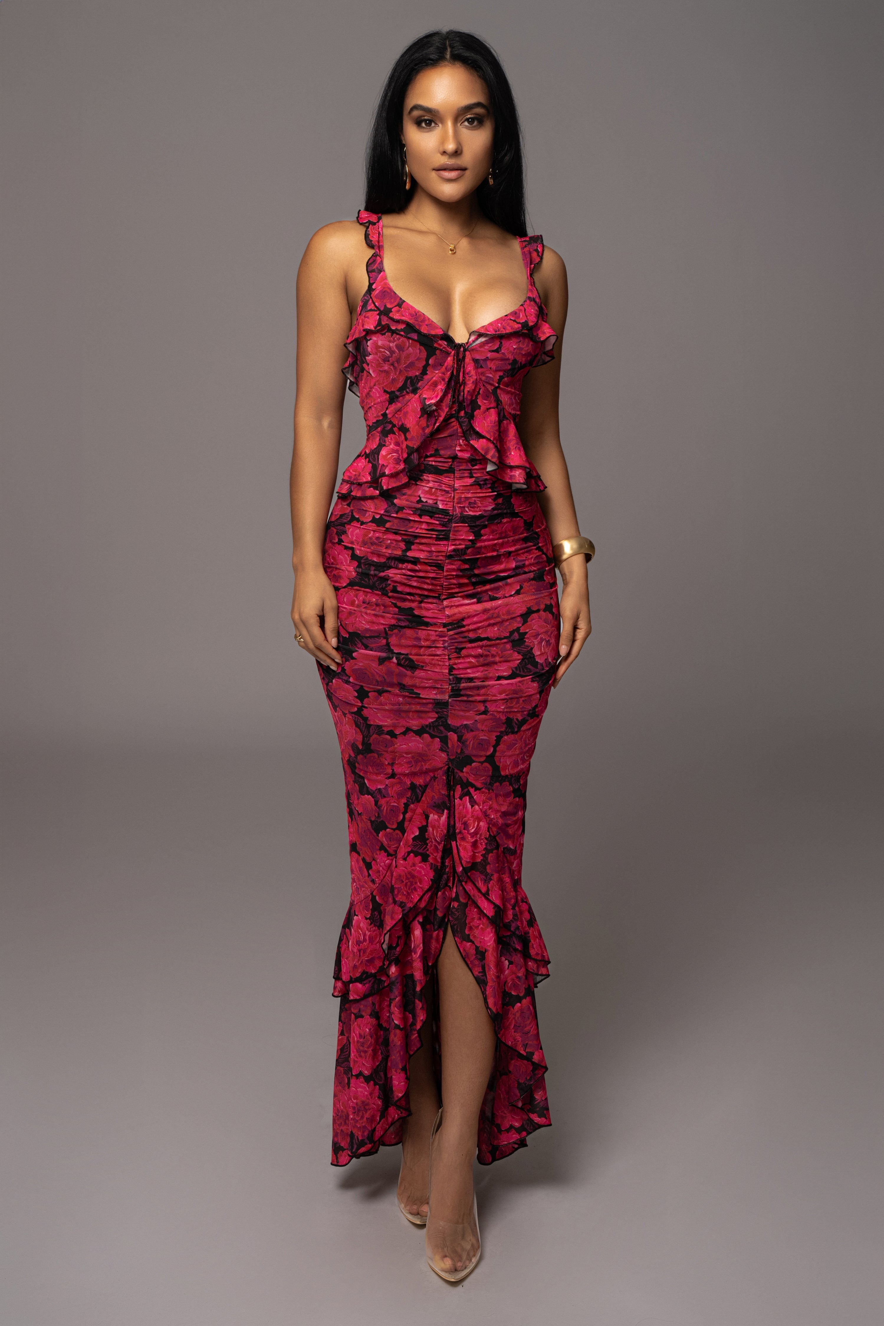 Pink  La Costa Ruffle Maxi Dress - JLUXLABEL