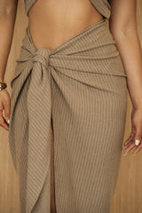 Brown Linen Sahara Dress - JLUXLABEL