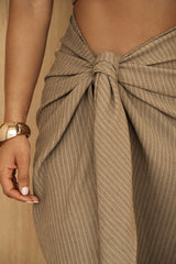 Brown Linen Sahara Dress - JLUXLABEL