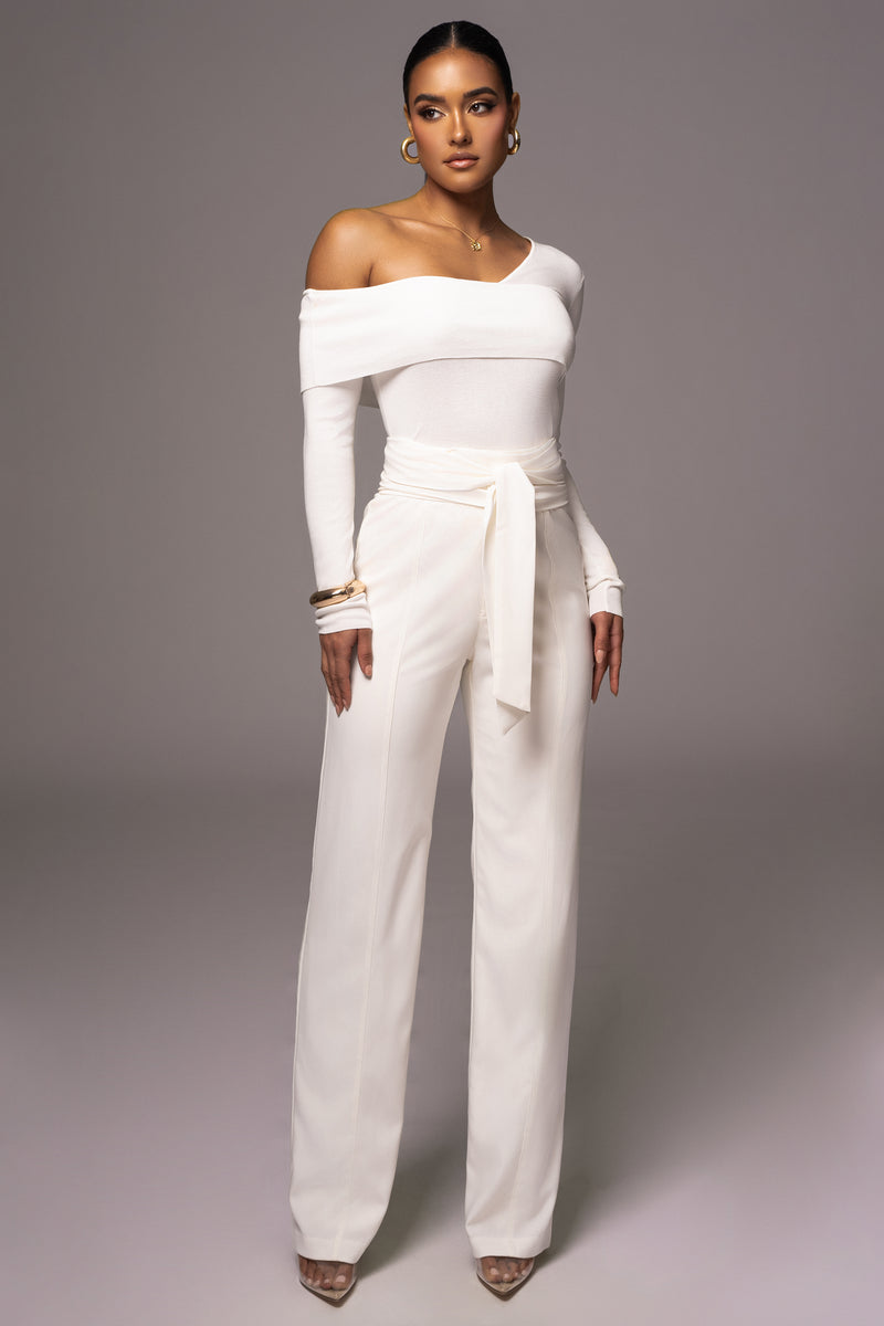 Ivory | Laundered Linen Wide Leg Trouser | Pure Collection