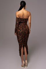 Leopard Into The Wild Shoulder Dress - JLUXLABEL