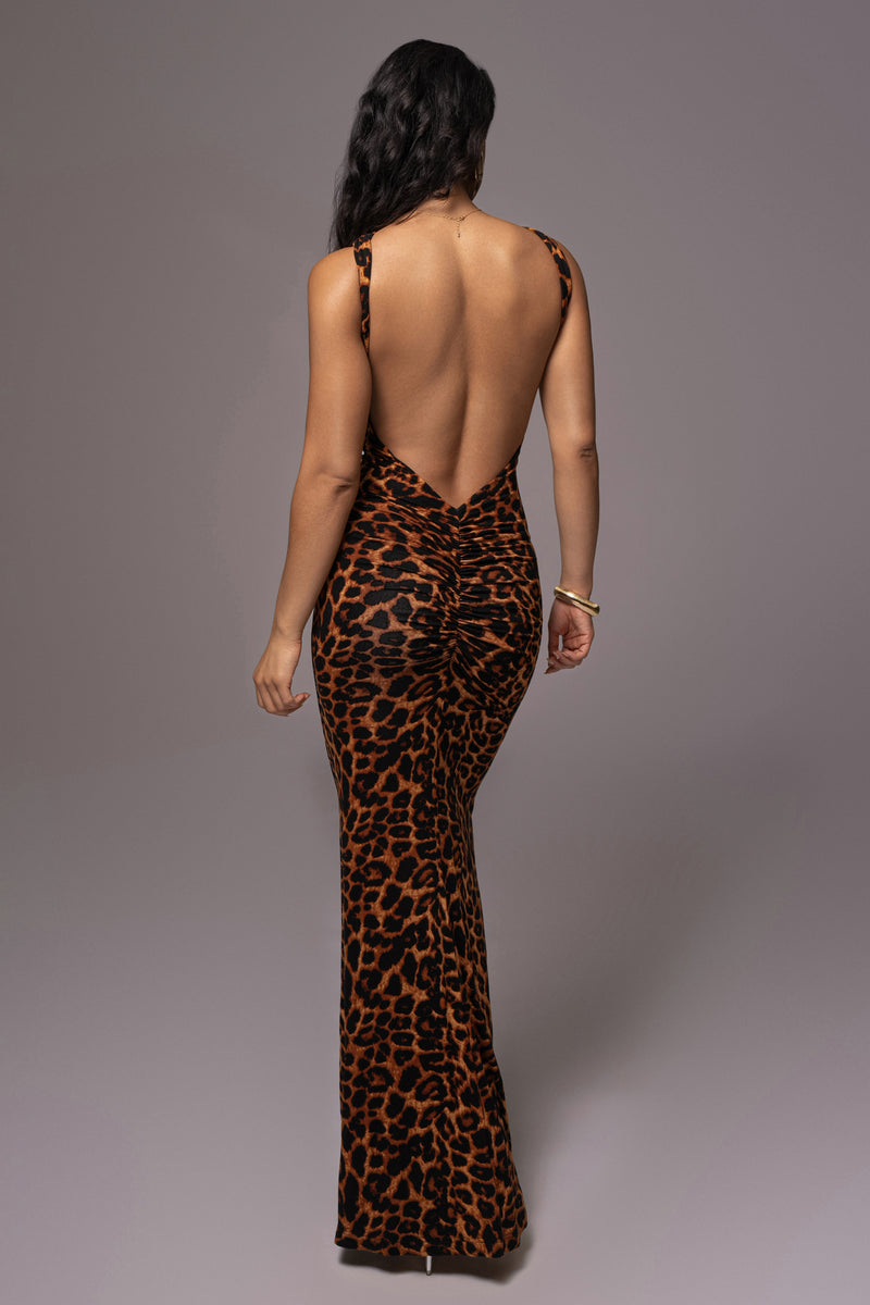 Leopard Front And Center Maxi Dress - JLUXLABEL