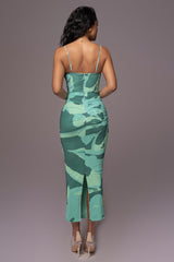 Green Naylene Ruched Dress - JLUXLABEL