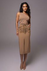 Brown Riviera Linen Skirt - JLUXLABEL