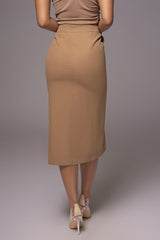 Brown Riviera Linen Skirt - JLUXLABEL