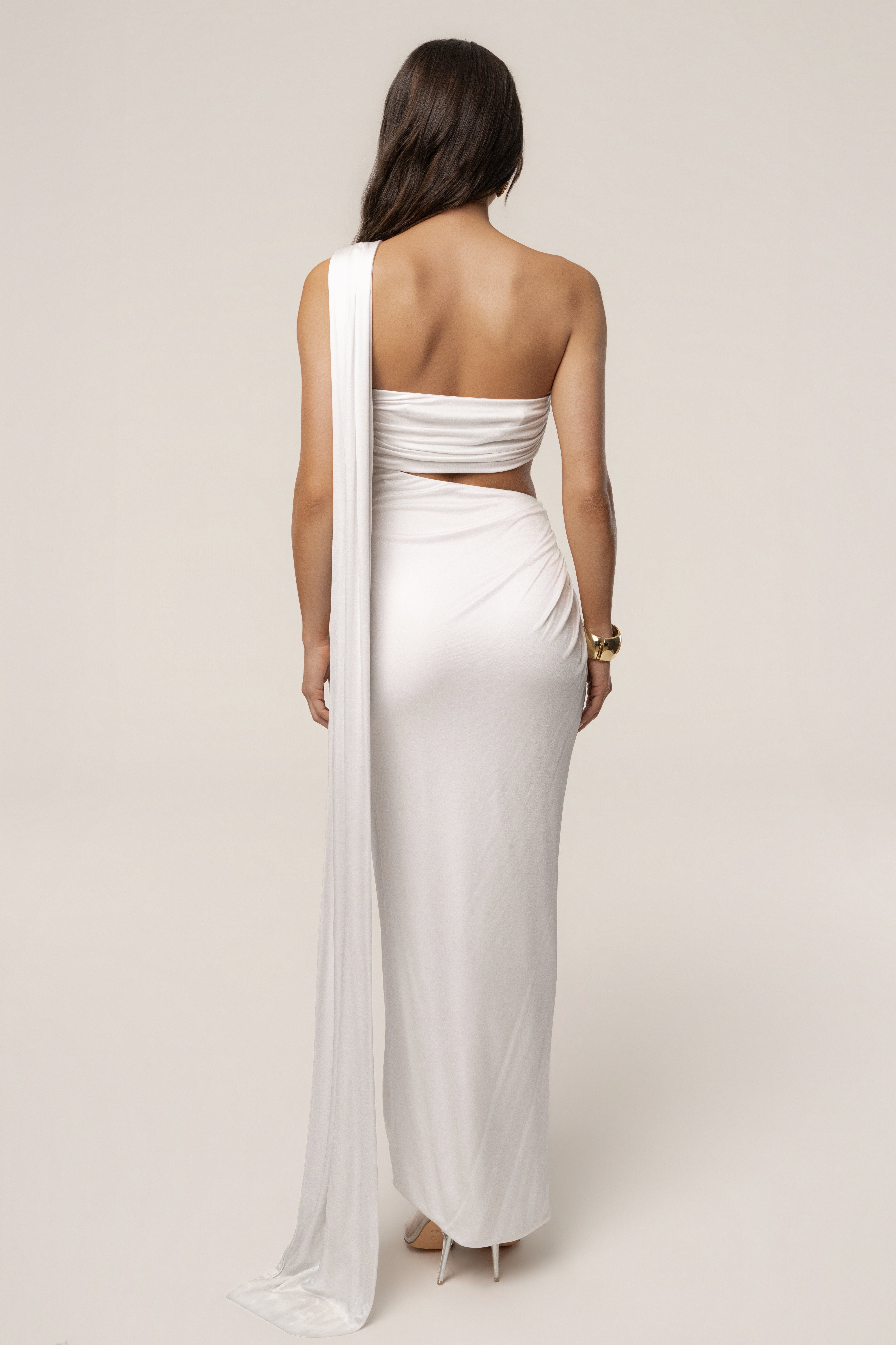 Ivory Love And Legacy Draped Dress - JLUXLABEL