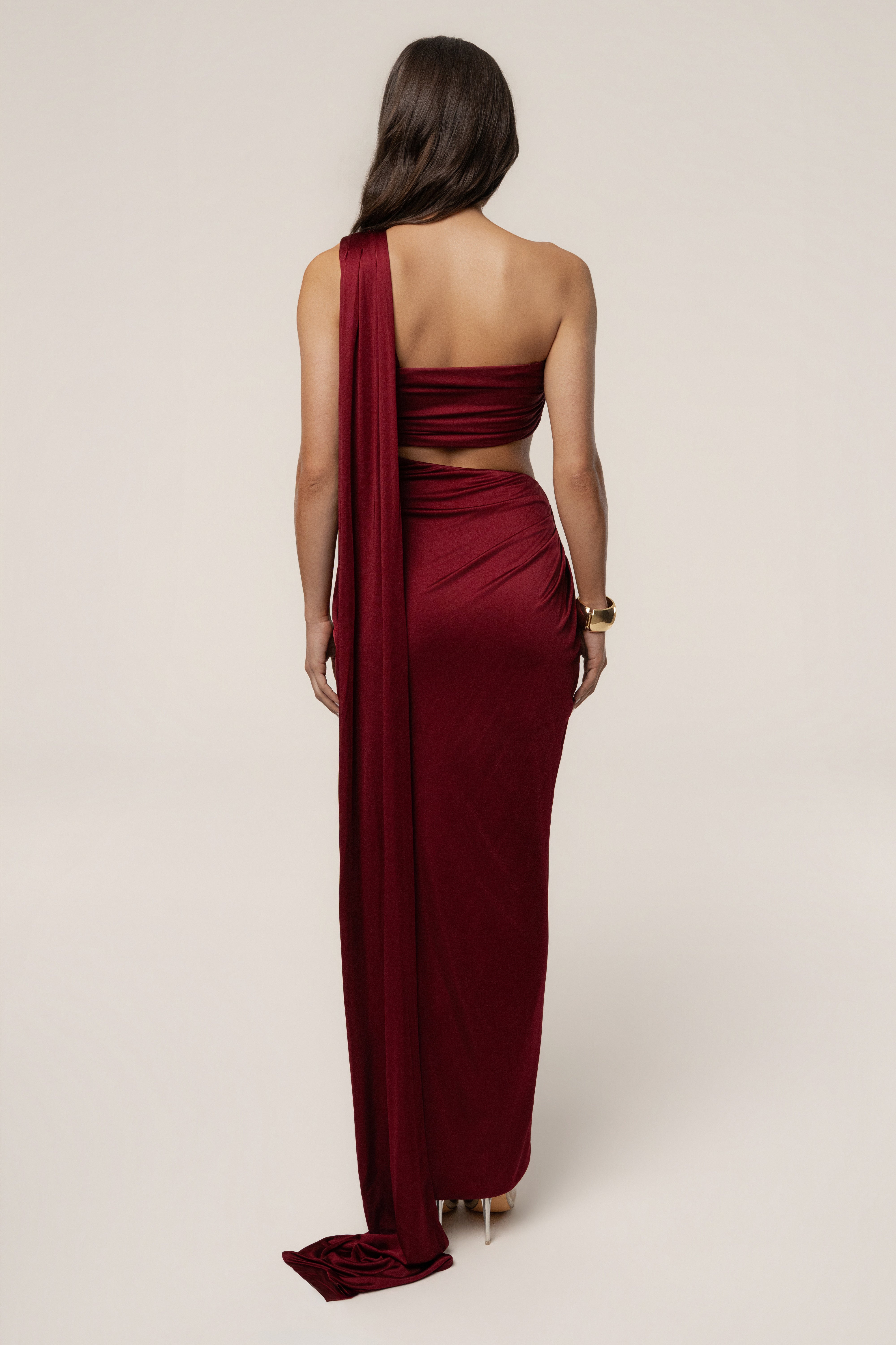 Burgundy Love And Legacy Draped Dress - JLUXLABEL