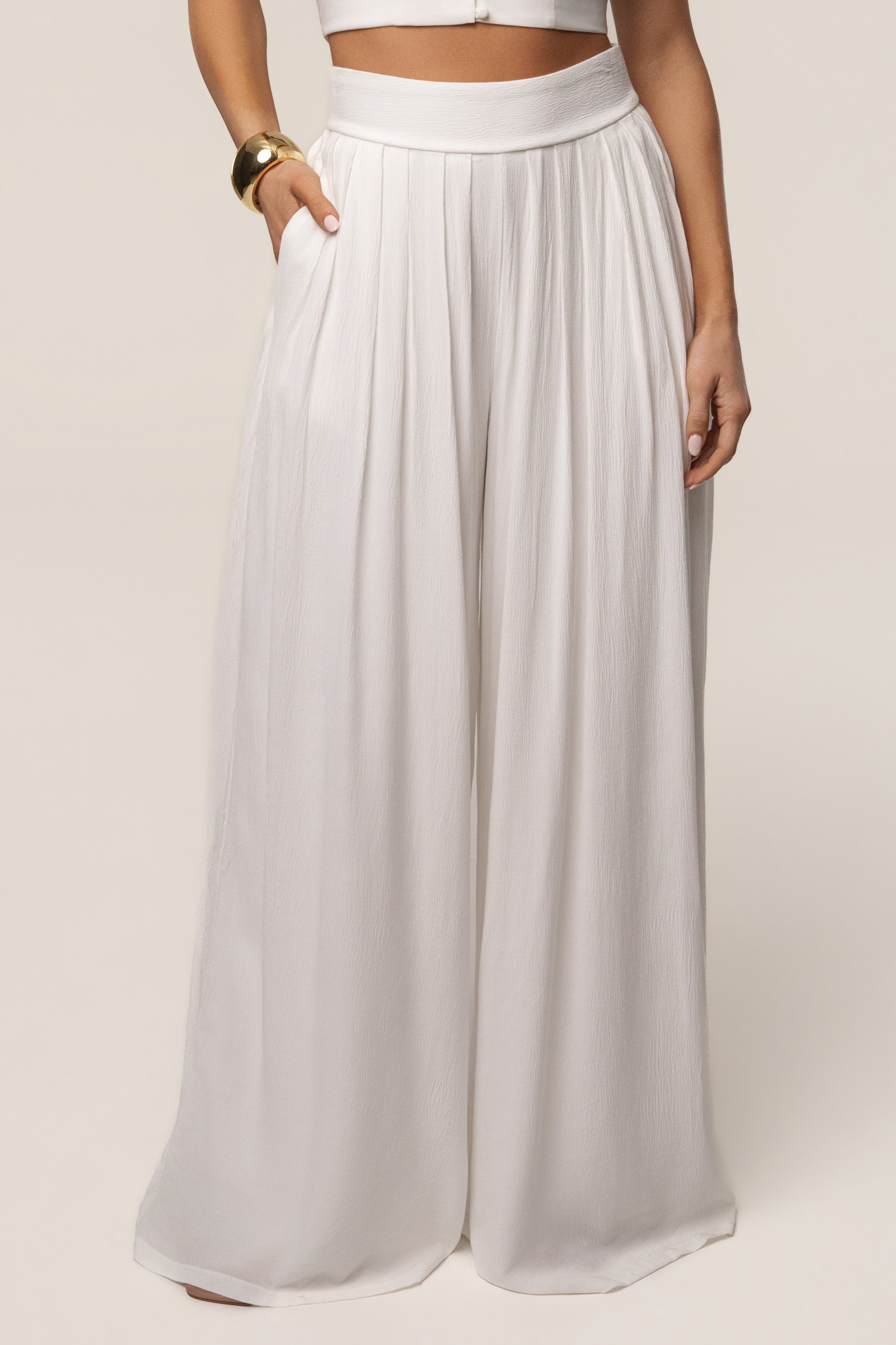 White After Sunset Pleated Pants - JLUXLABEL