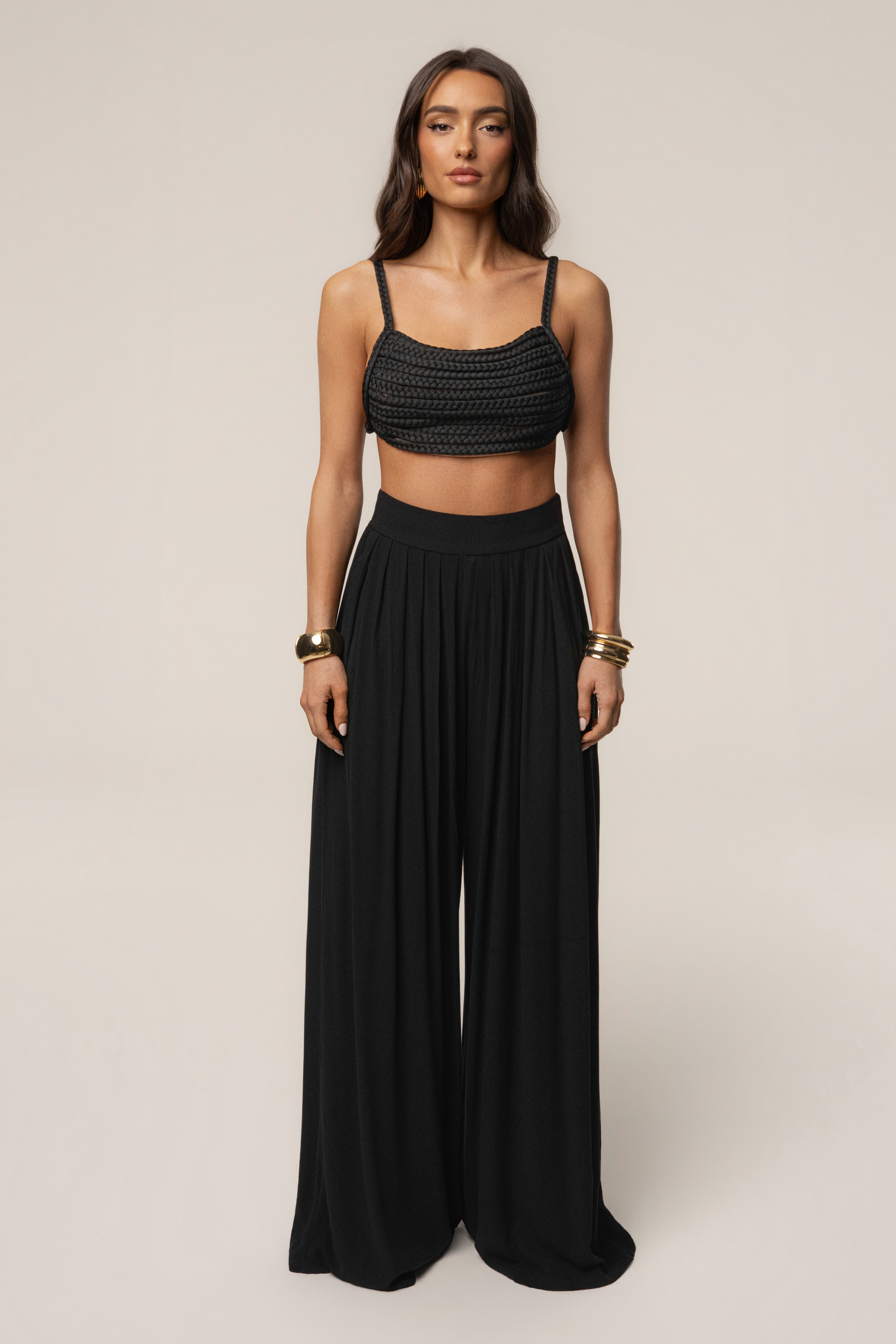 Black After Sunset Pleated Pants