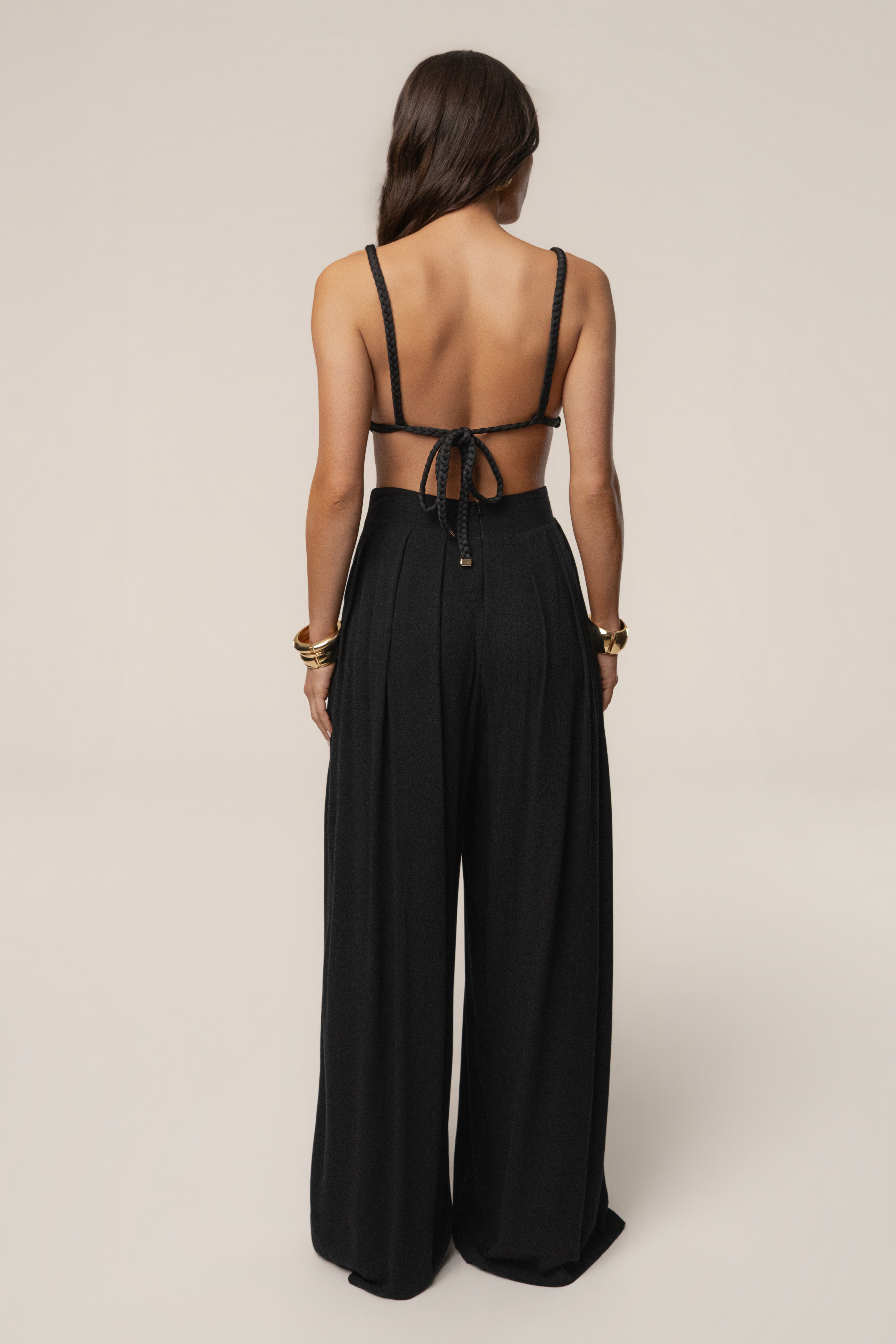Black After Sunset Pleated Pants - JLUXLABEL