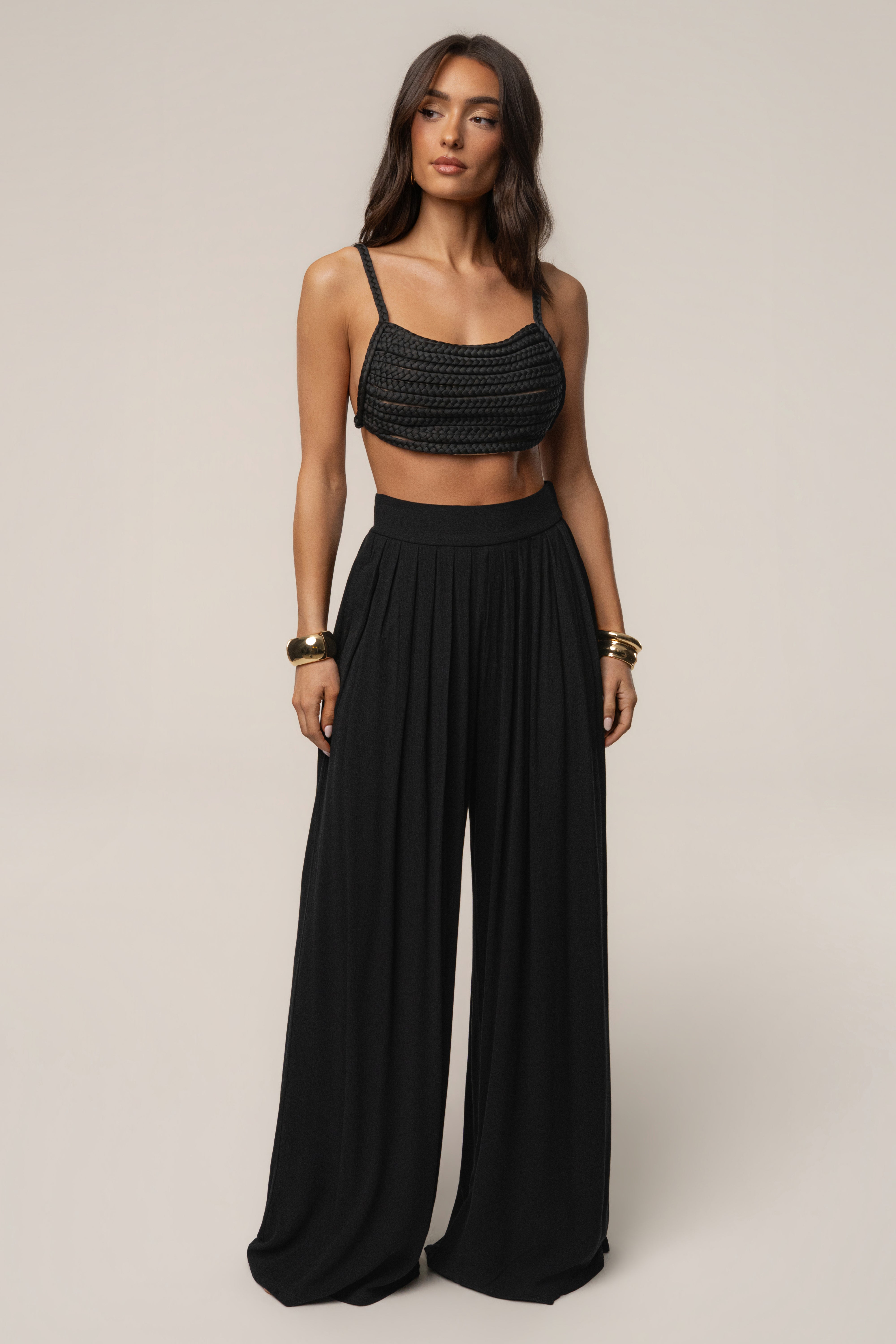 Black After Sunset Pleated Pants - JLUXLABEL