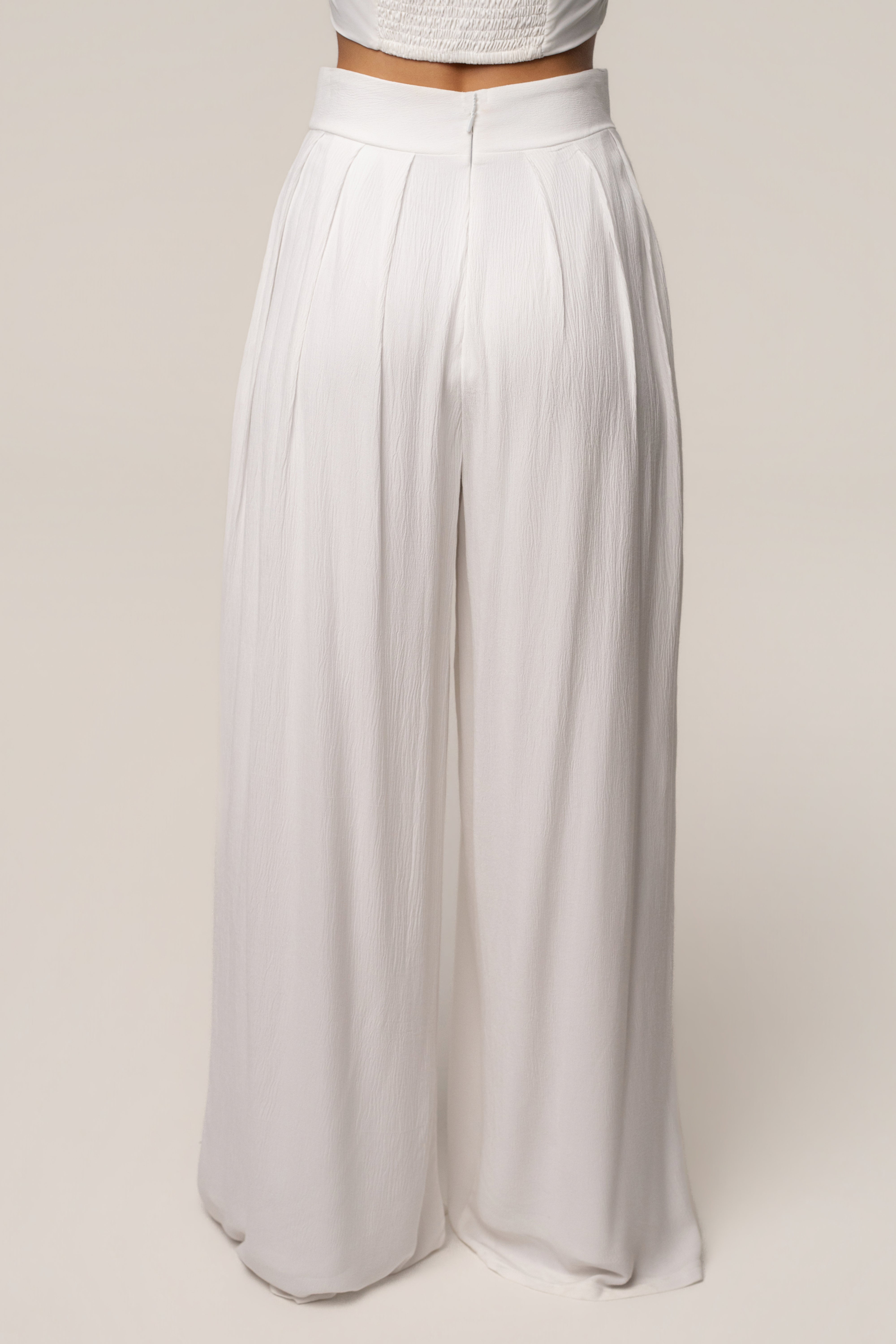 White After Sunset Pleated Pants - JLUXLABEL