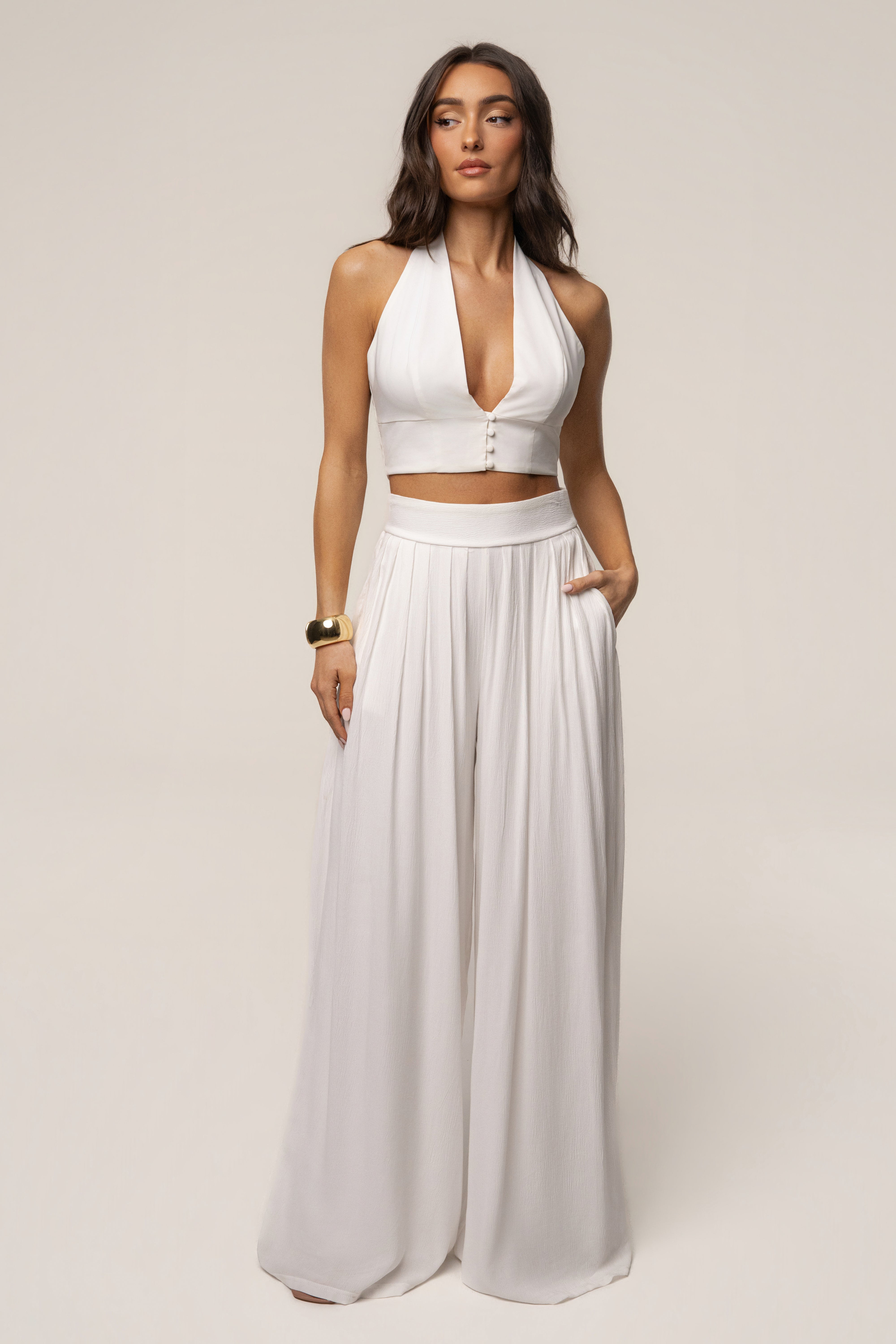 White After Sunset Pleated Pants - JLUXLABEL