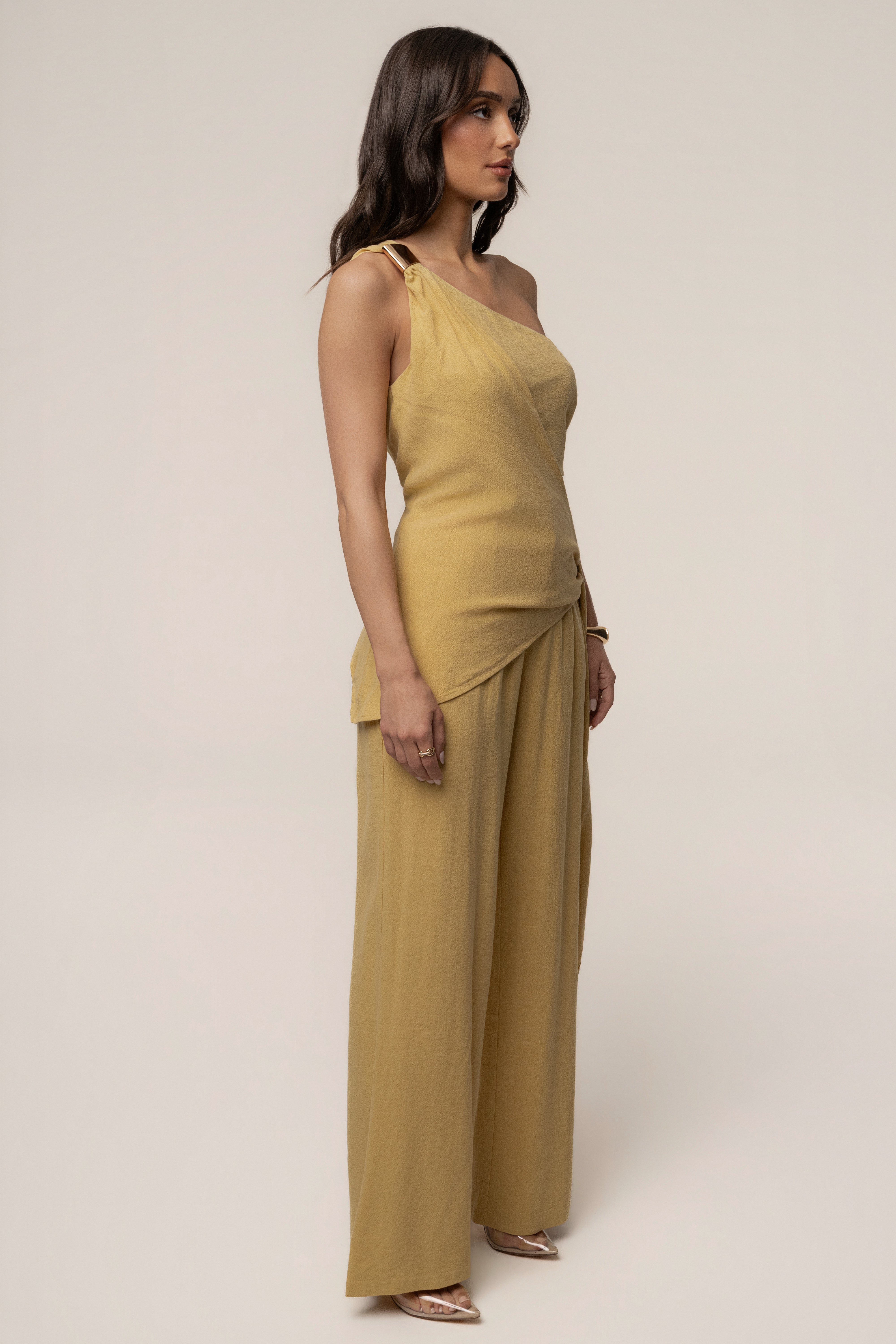 Yellow Thea Linen Pants - JLUXLABEL