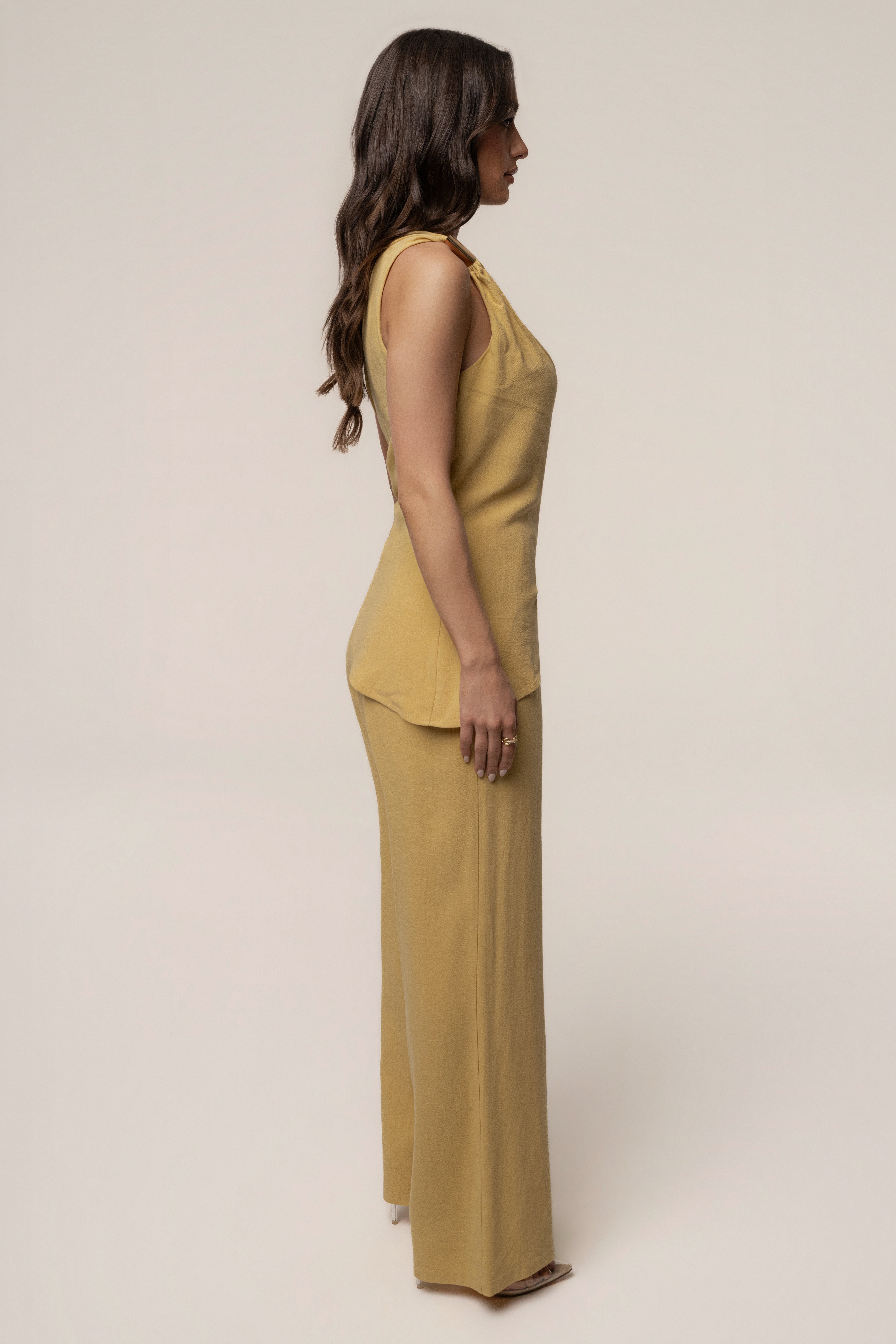 Yellow Thea Linen Pants - JLUXLABEL