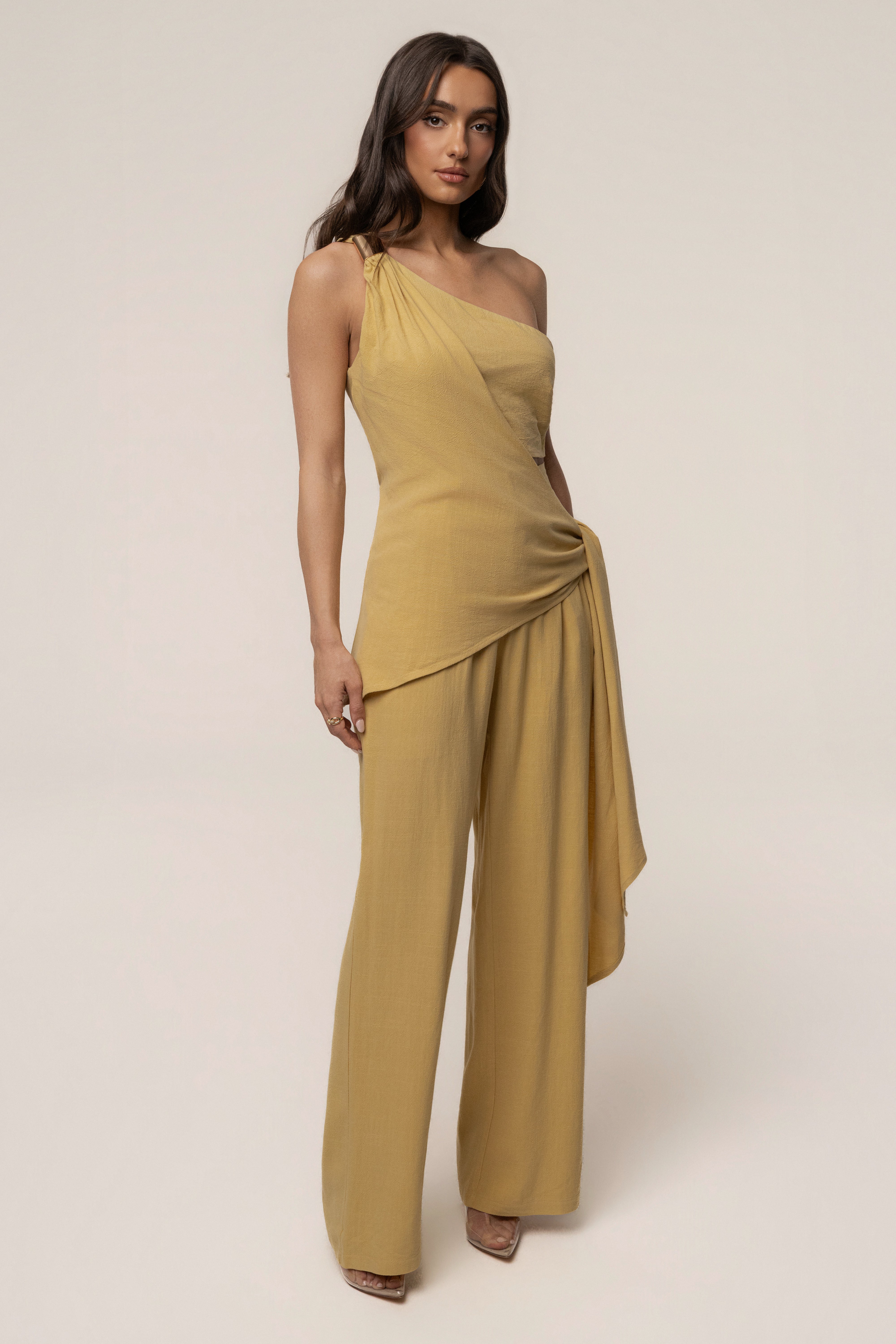 Yellow Thea Linen Pants - JLUXLABEL
