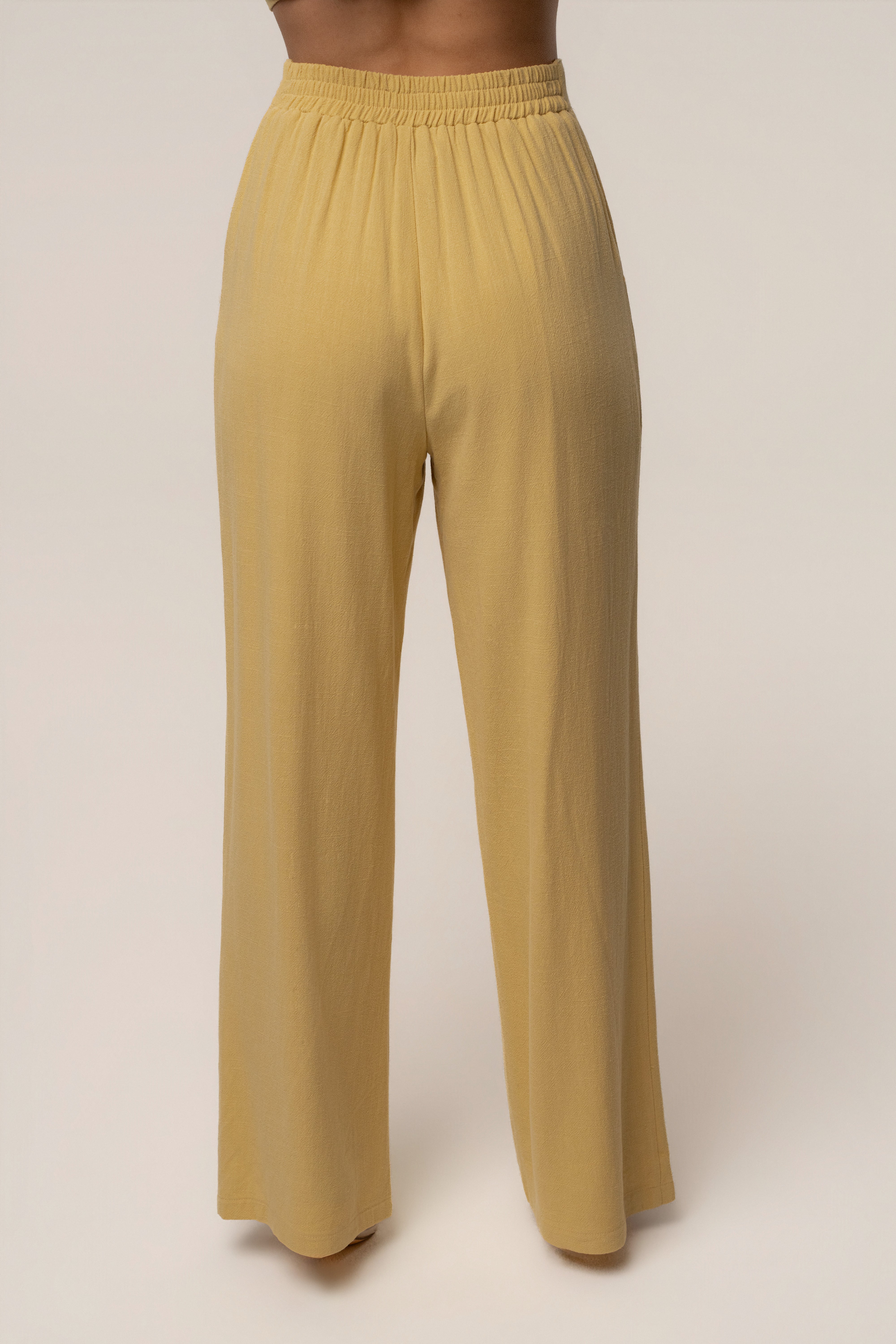 Yellow Thea Linen Pants - JLUXLABEL