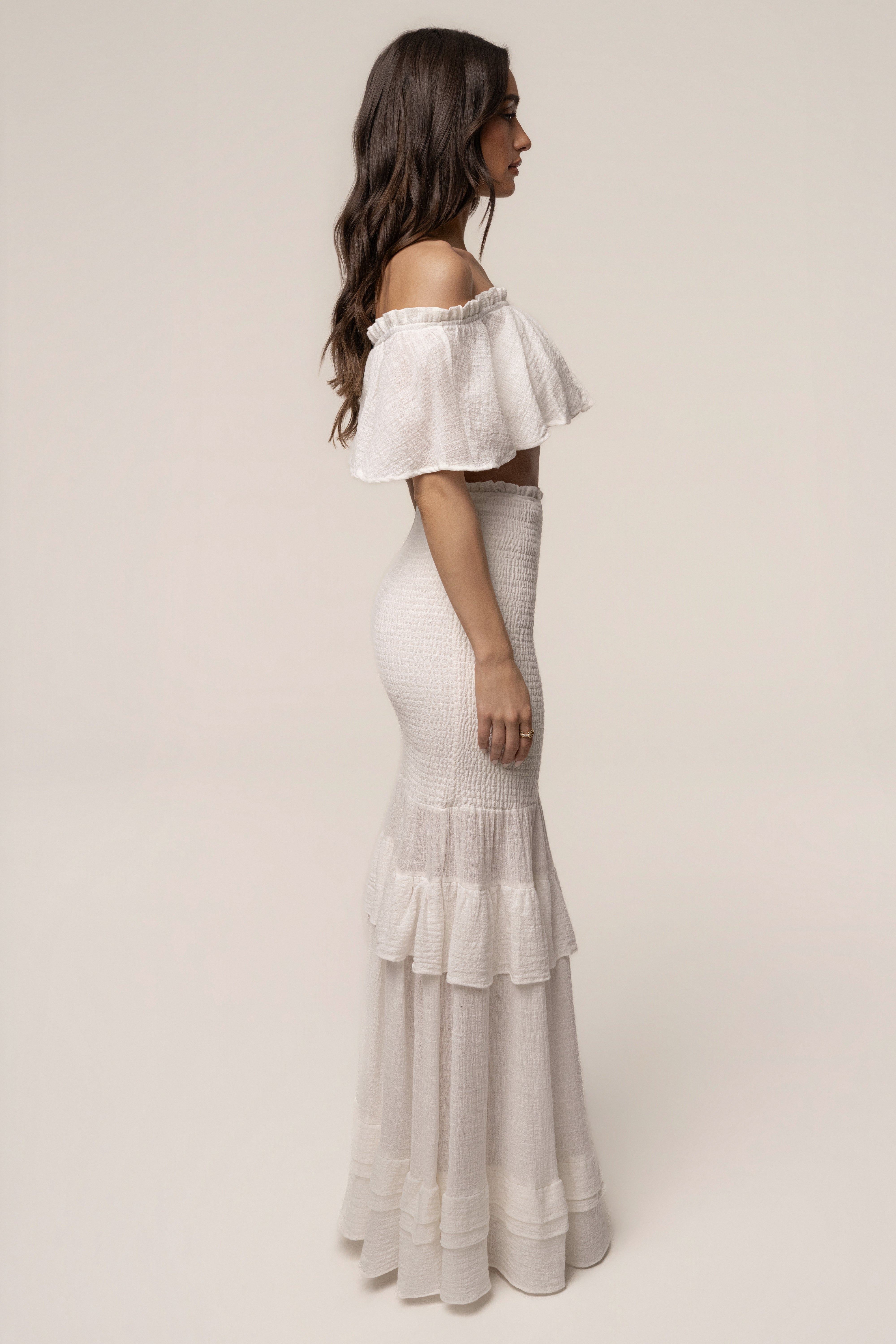 White Sienna Ruffled Skirt Set - JLUXLABEL