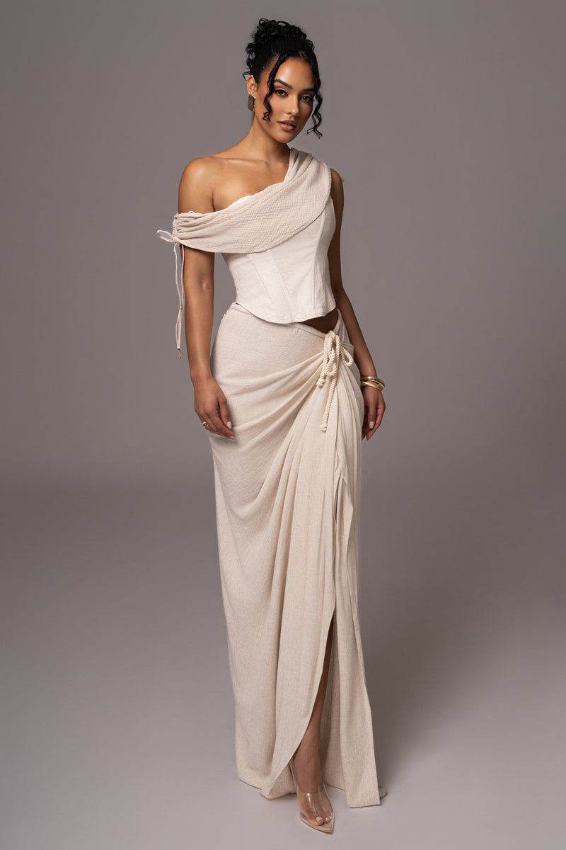 Natural New Obsession Draped Top - JLUXLABEL